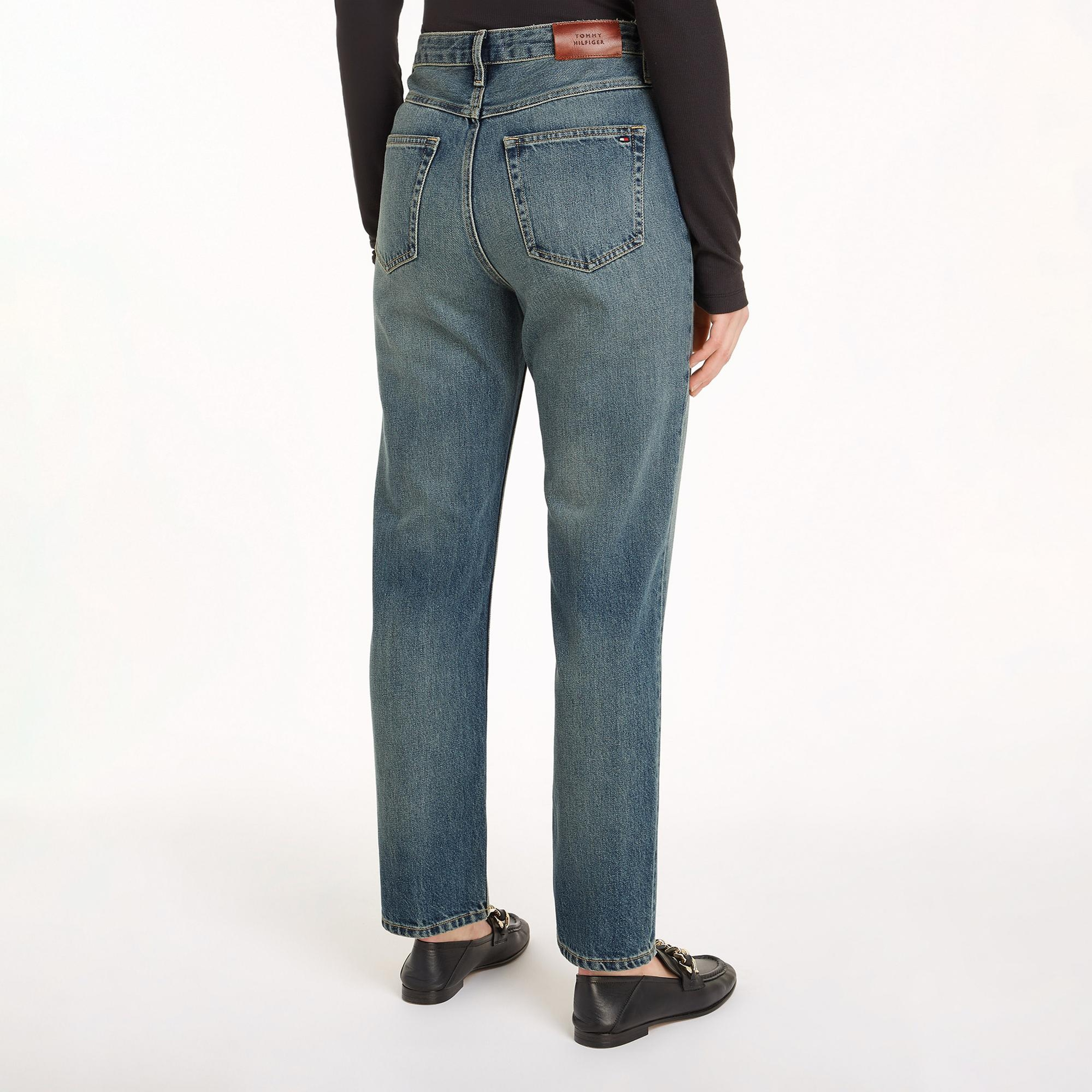 Tommy Hilfiger High Rise Straight Ankle Kadın Mavi Denim