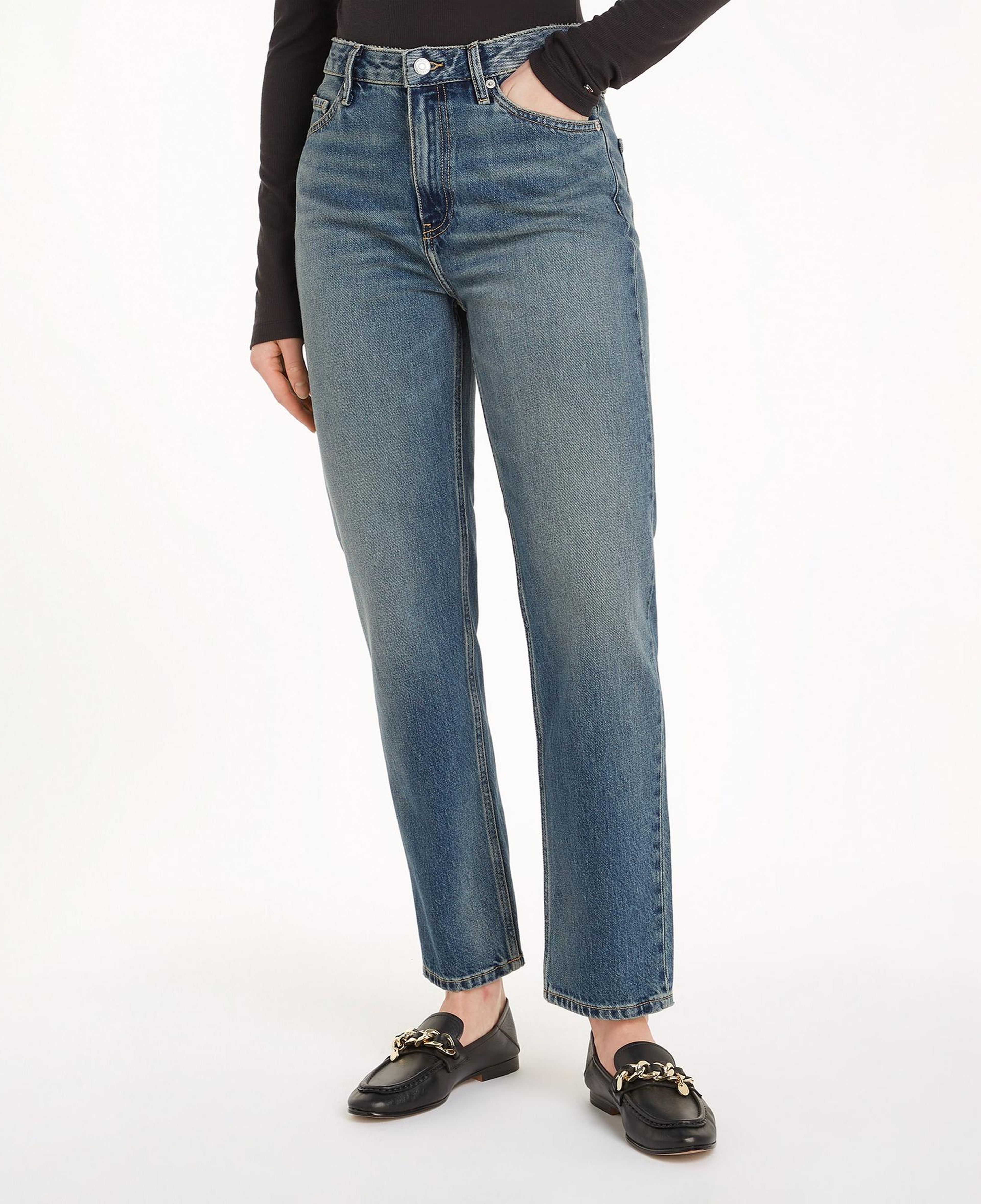 Tommy Hilfiger High Rise Straight Ankle Kadın Mavi Denim