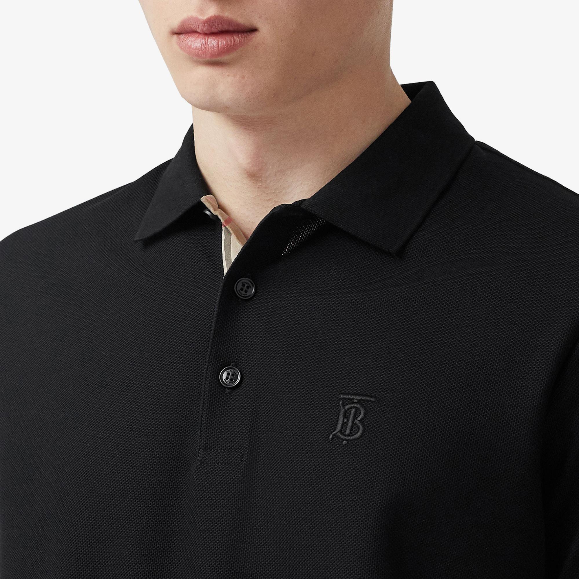 Burberry Eddie Monogram Motif Cotton Piqu Erkek Siyah Polo