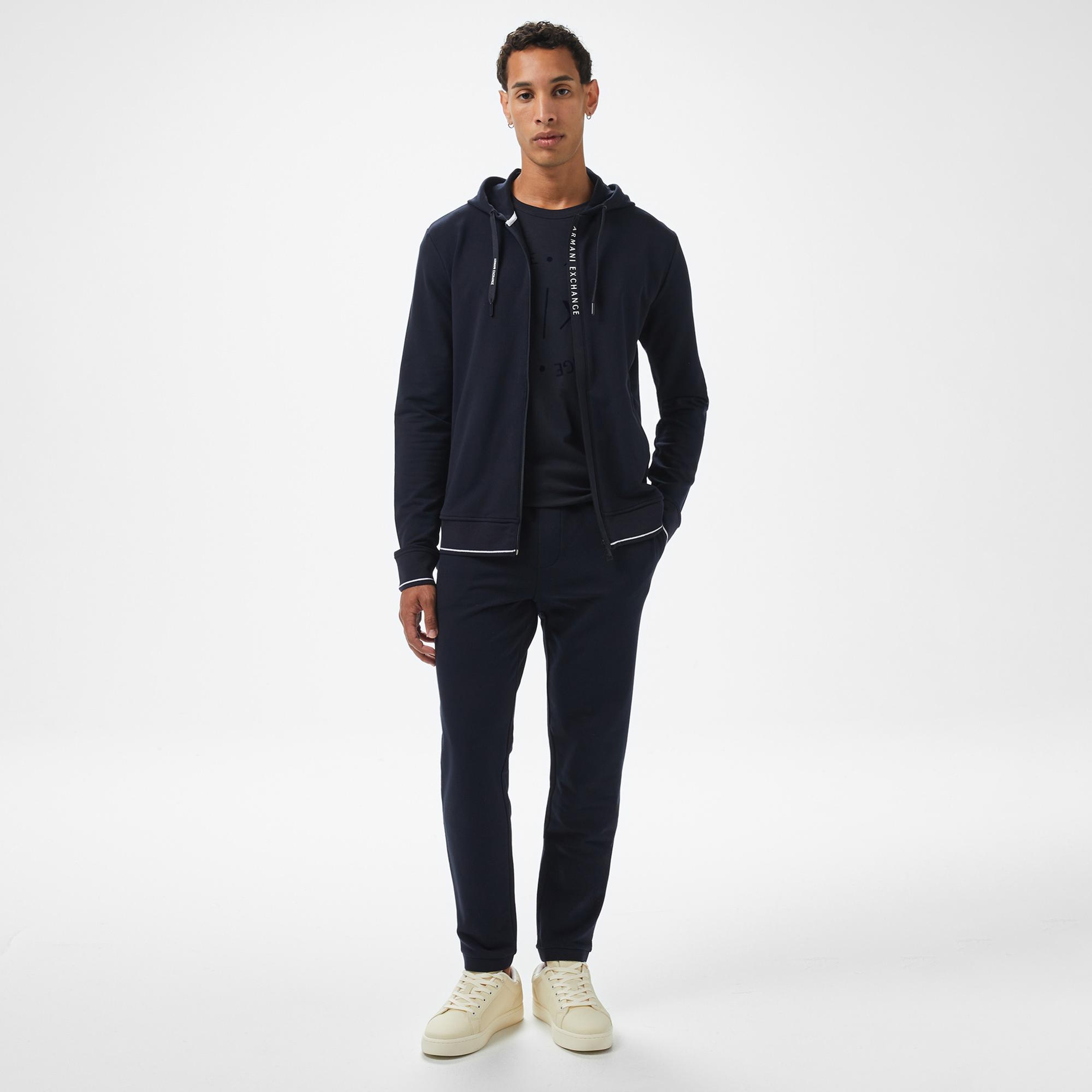 Armani Exchange Erkek Lacivert Fermuarlı Sweatshirt