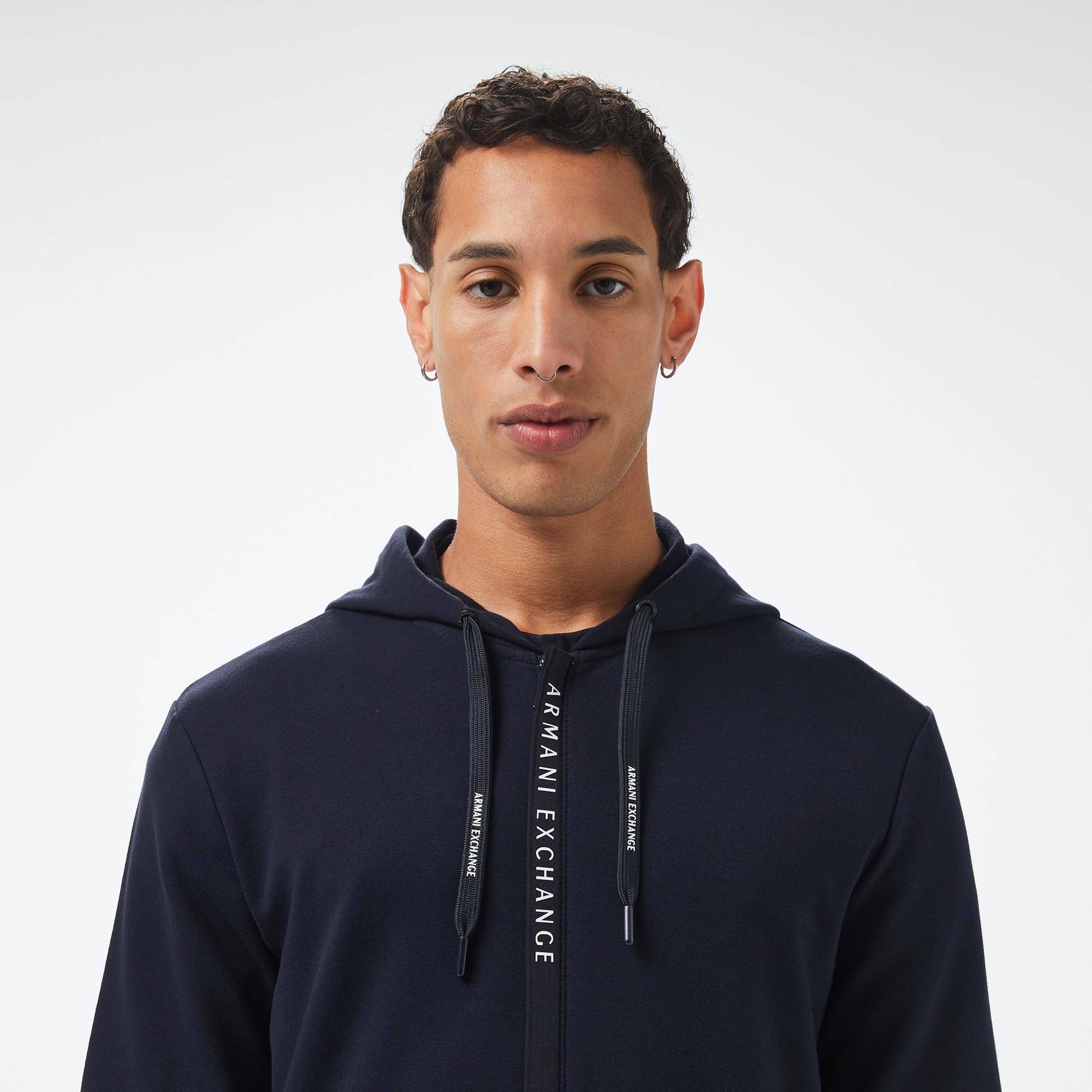 Armani Exchange Erkek Lacivert Fermuarlı Sweatshirt