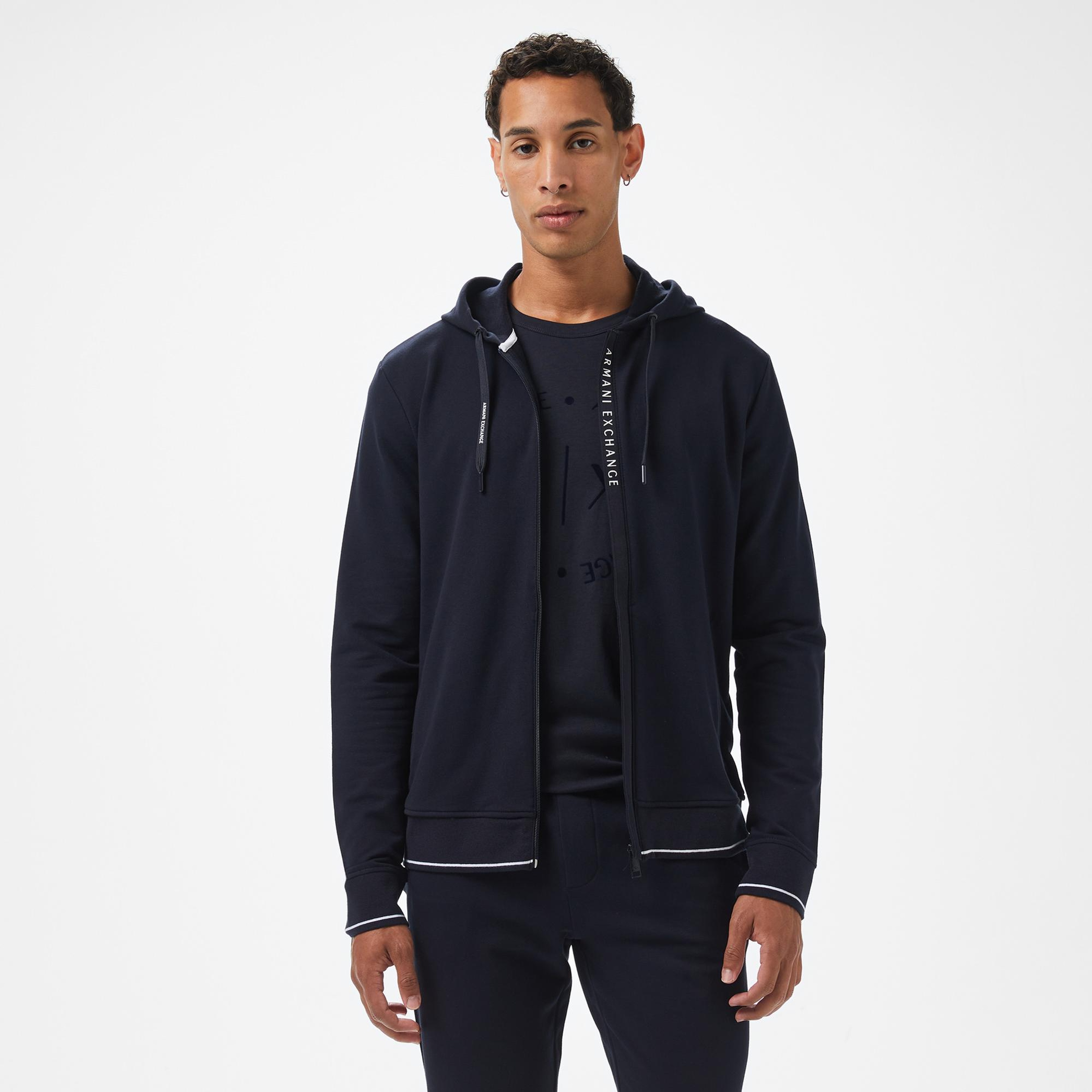 Armani Exchange Erkek Lacivert Fermuarlı Sweatshirt
