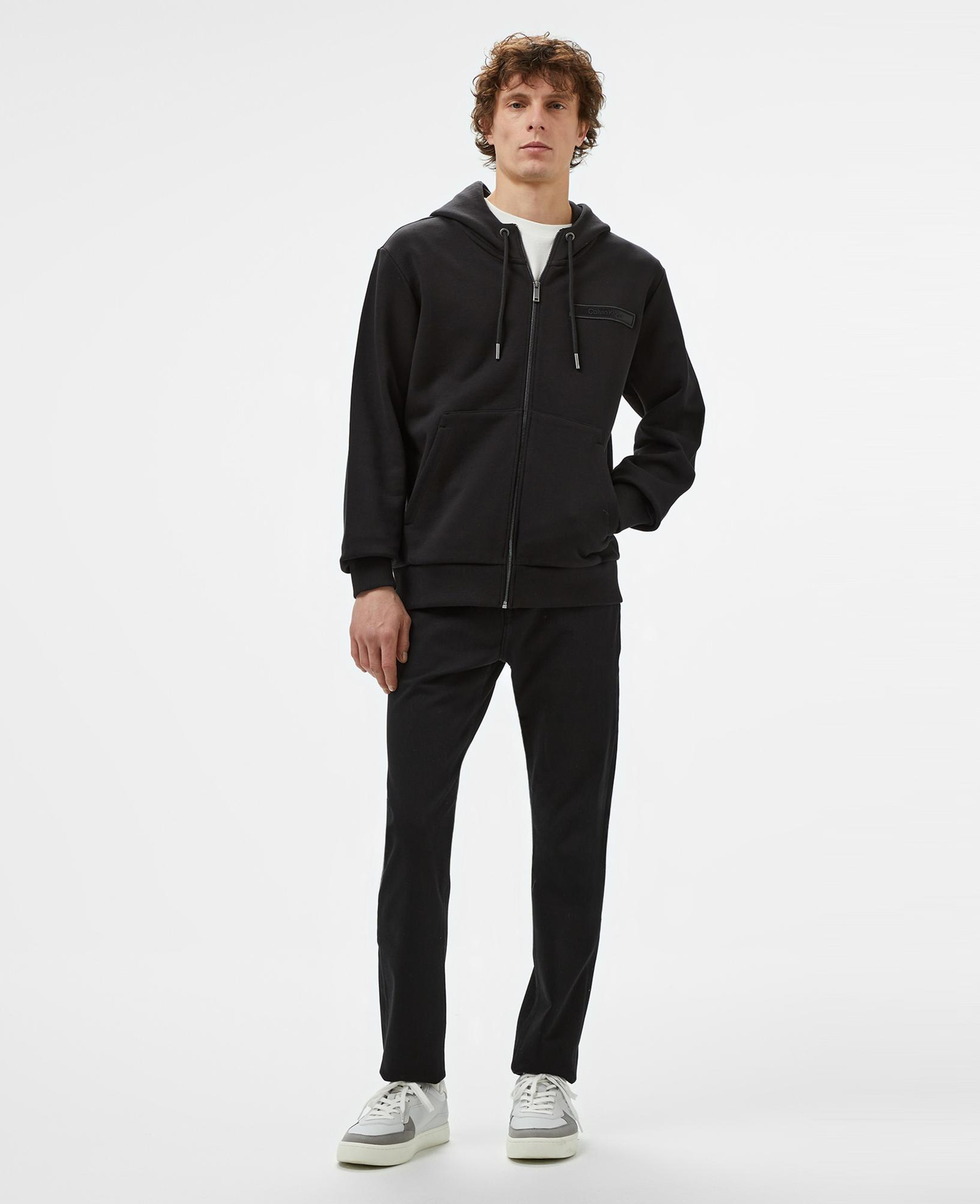 Calvin Klein Embroıdered Logo Zip Through Erkek Siyah Hoodie