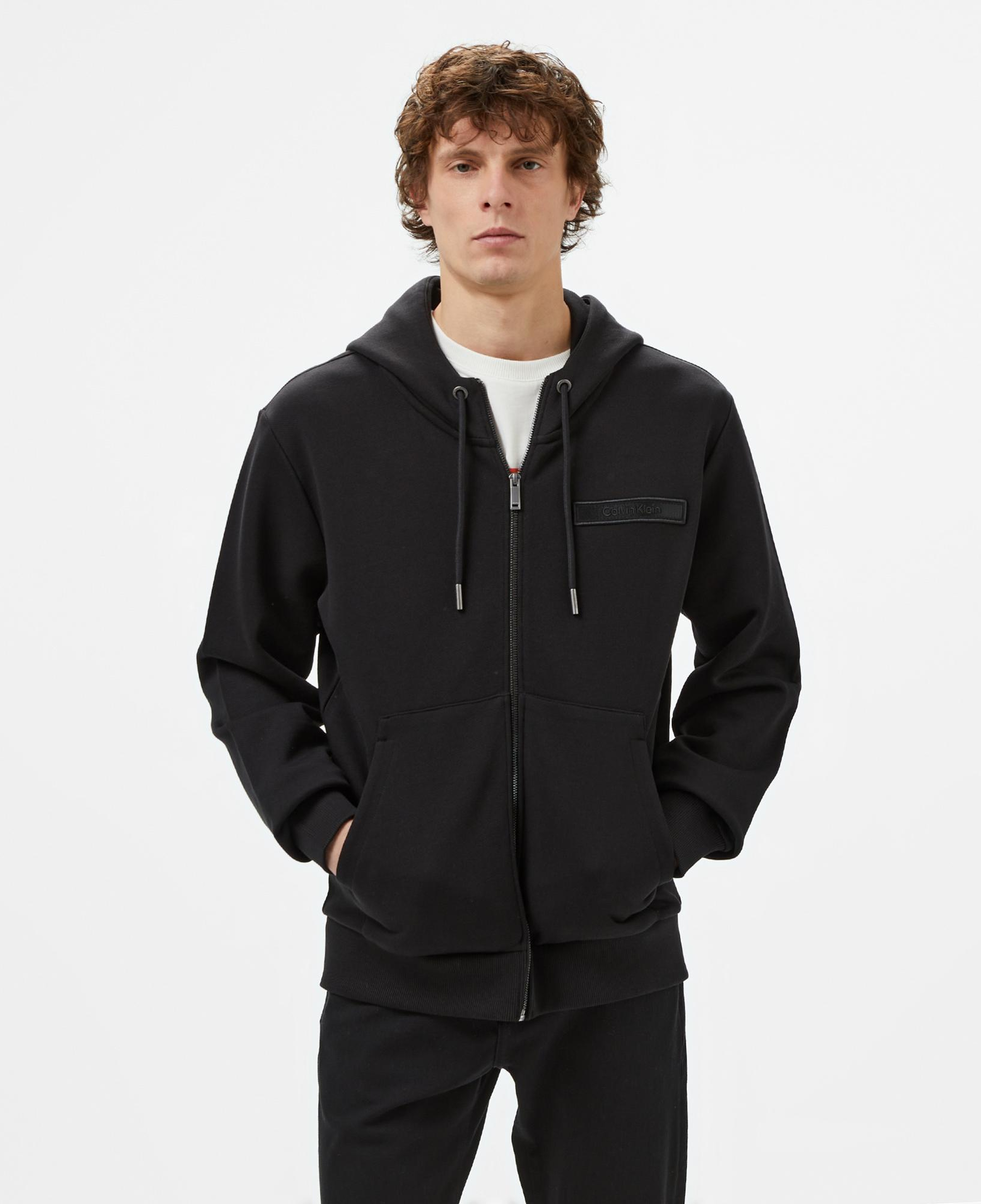 Calvin Klein Embroıdered Logo Zip Through Erkek Siyah Hoodie