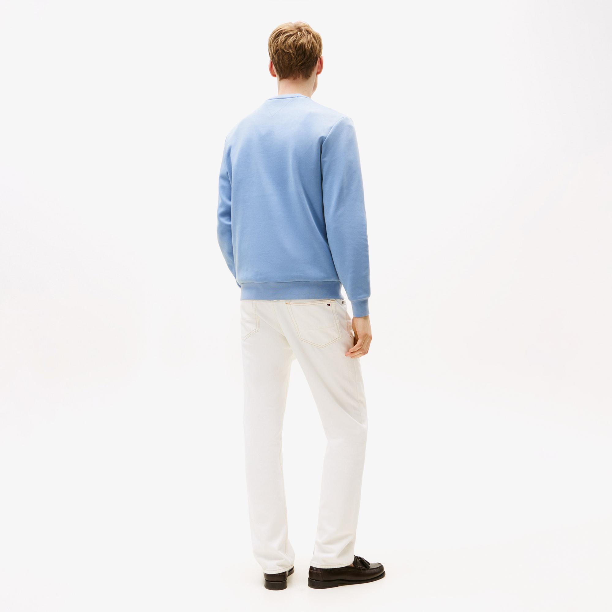 Tommy Hilfiger Essential Intechno Yuvarlak Yaka Erkek Mavi Sweatshirt