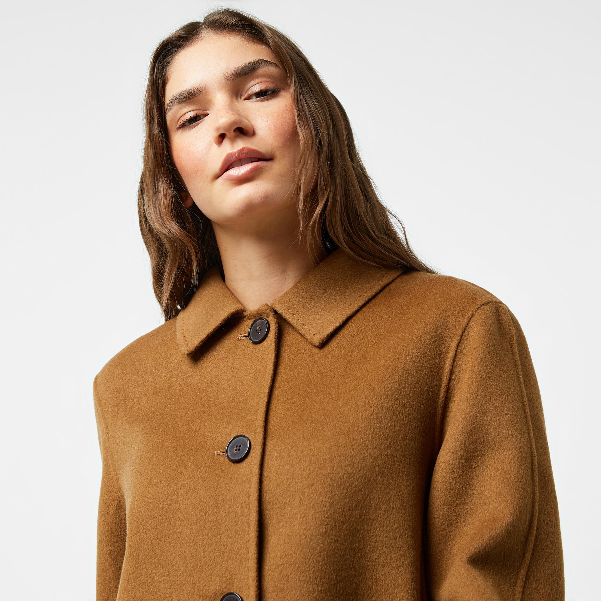 Tommy Hilfiger Wool Blend Short Kadın Kahverengi Trençkot