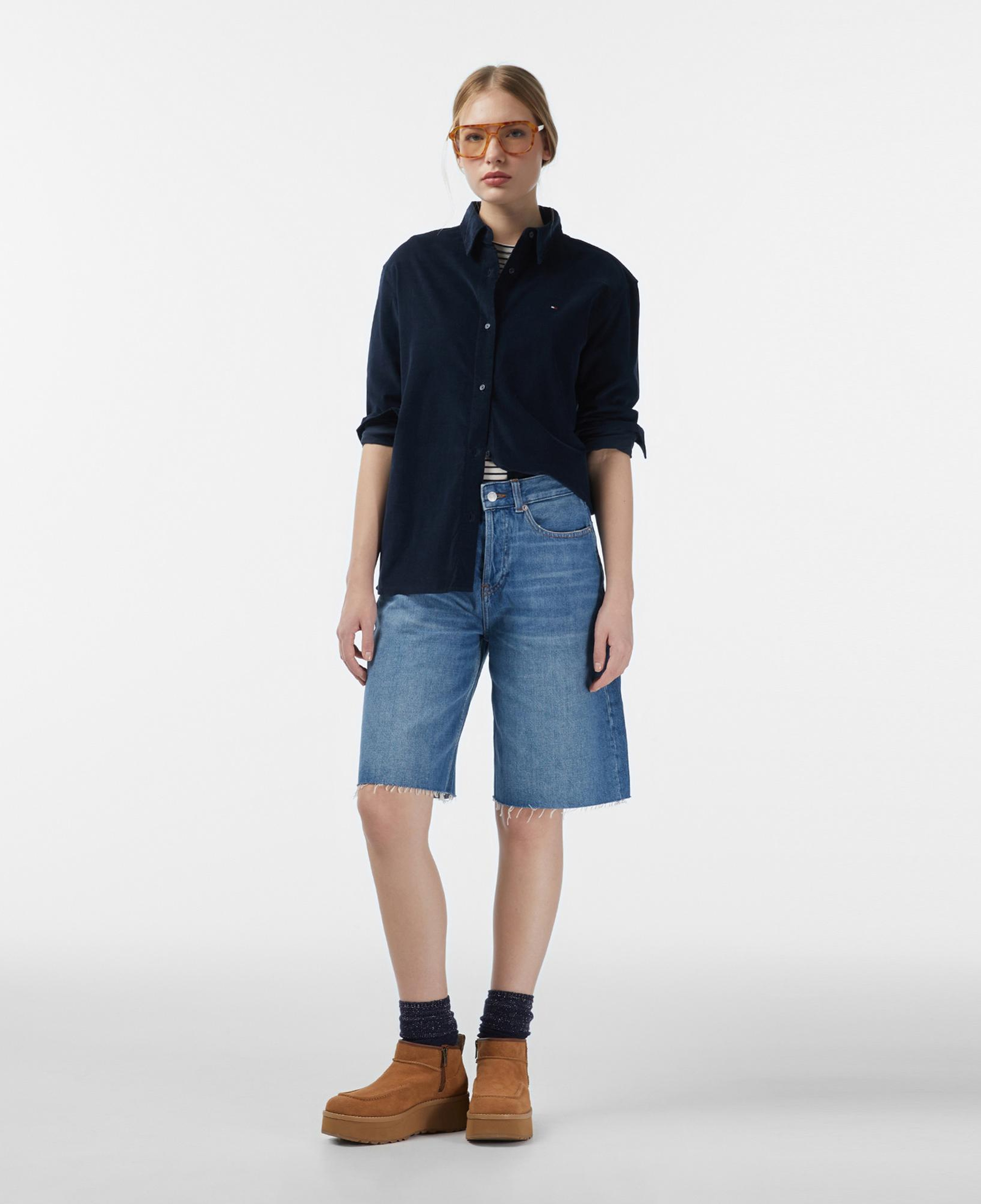 Tommy Hilfiger Corduroy Relaxed Kadın Lacivert Gömlek