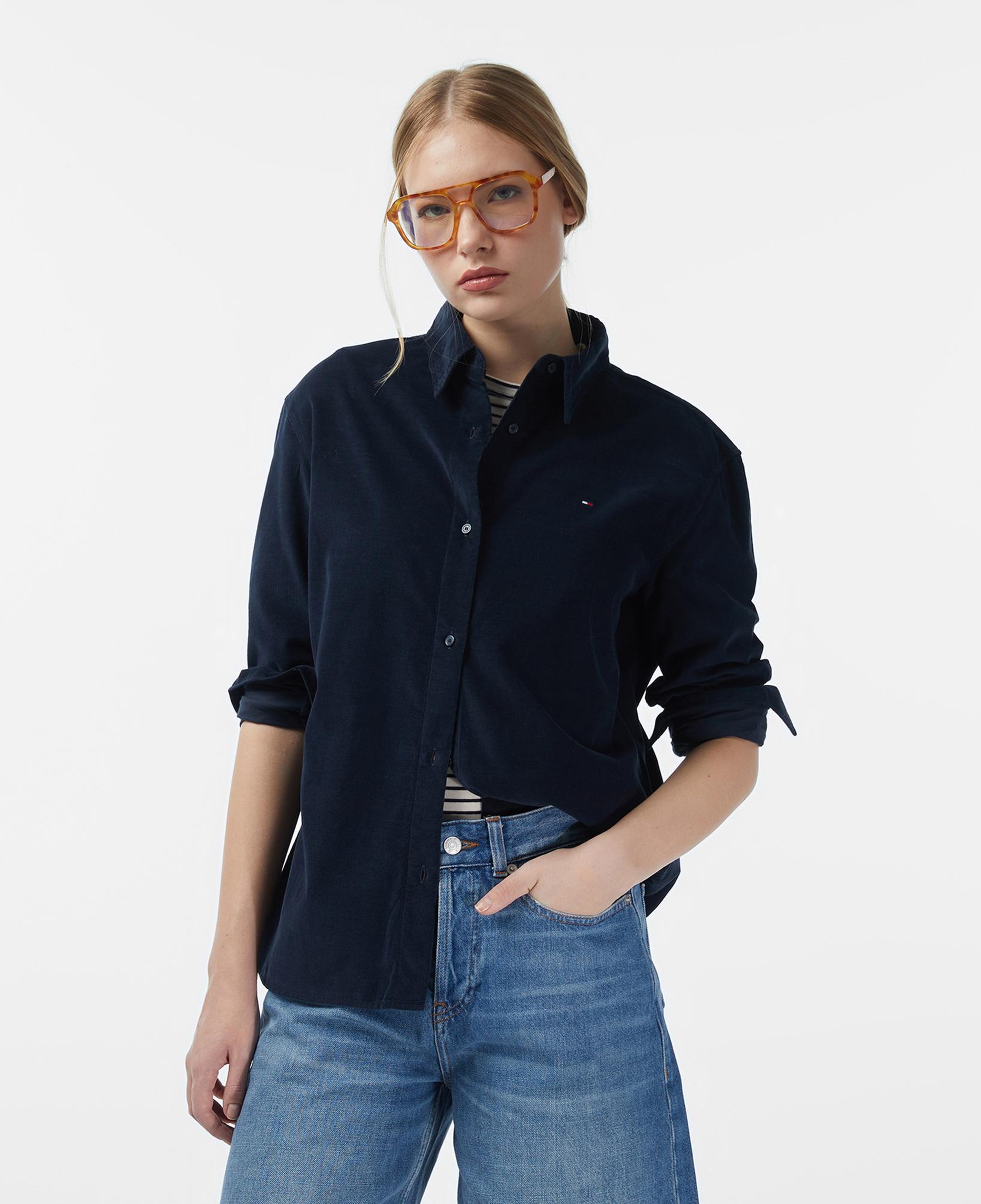 Tommy Hilfiger Corduroy Relaxed Kadın Lacivert Gömlek