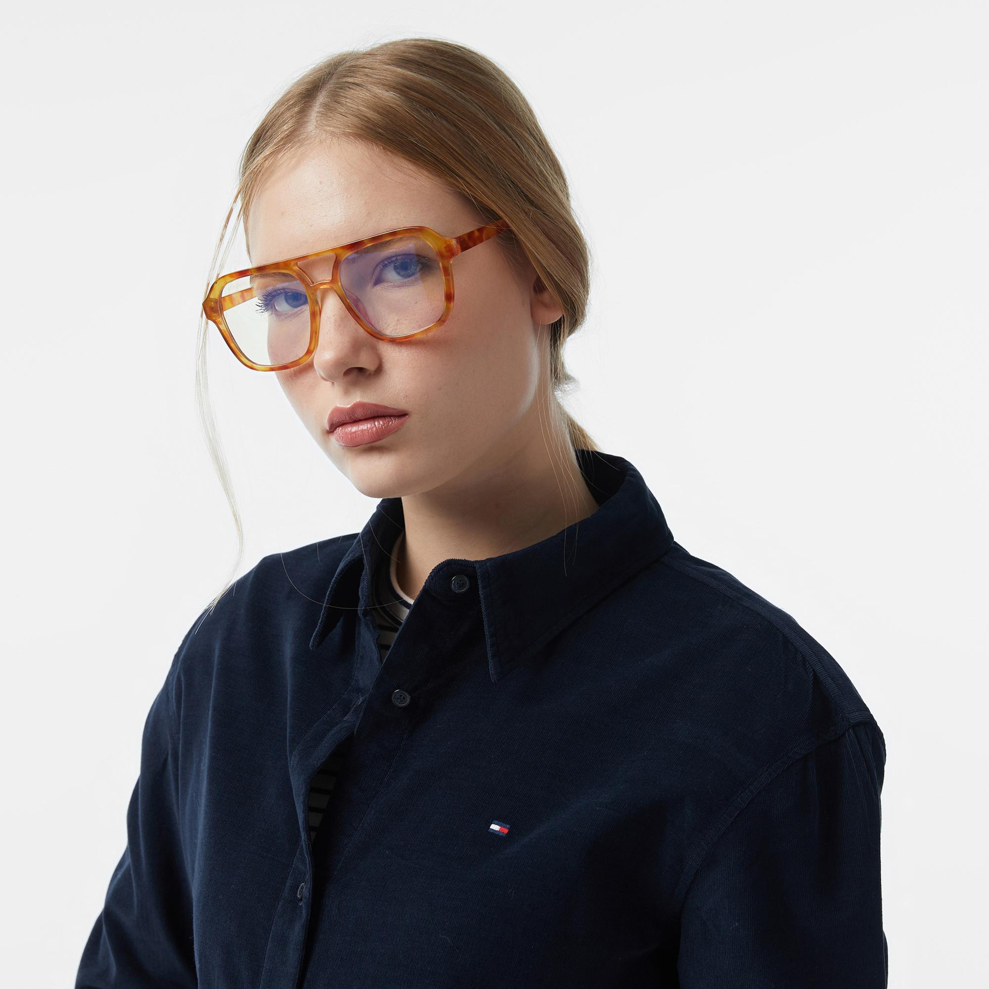 Tommy Hilfiger Corduroy Relaxed Kadın Lacivert Gömlek