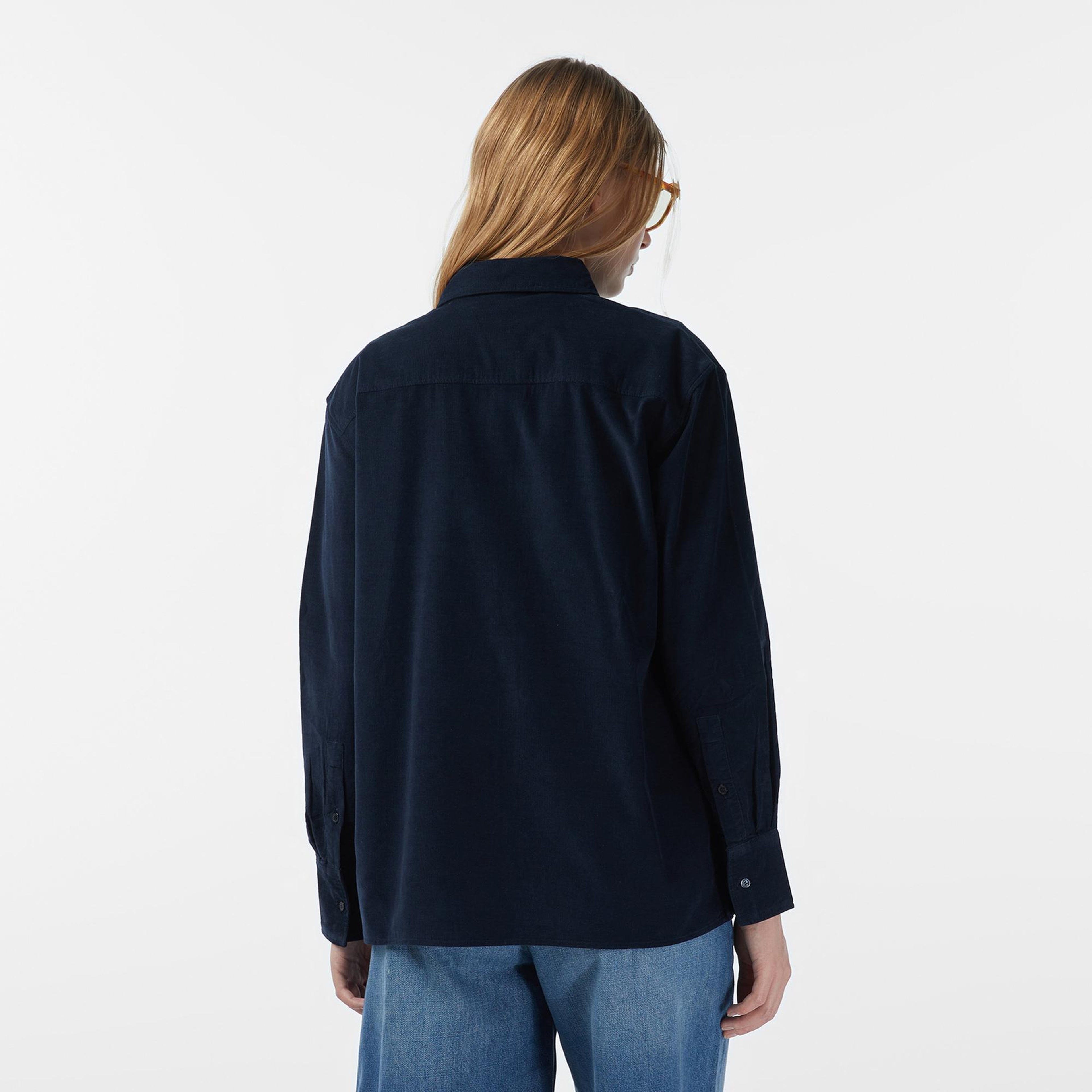 Tommy Hilfiger Corduroy Relaxed Kadın Lacivert Gömlek