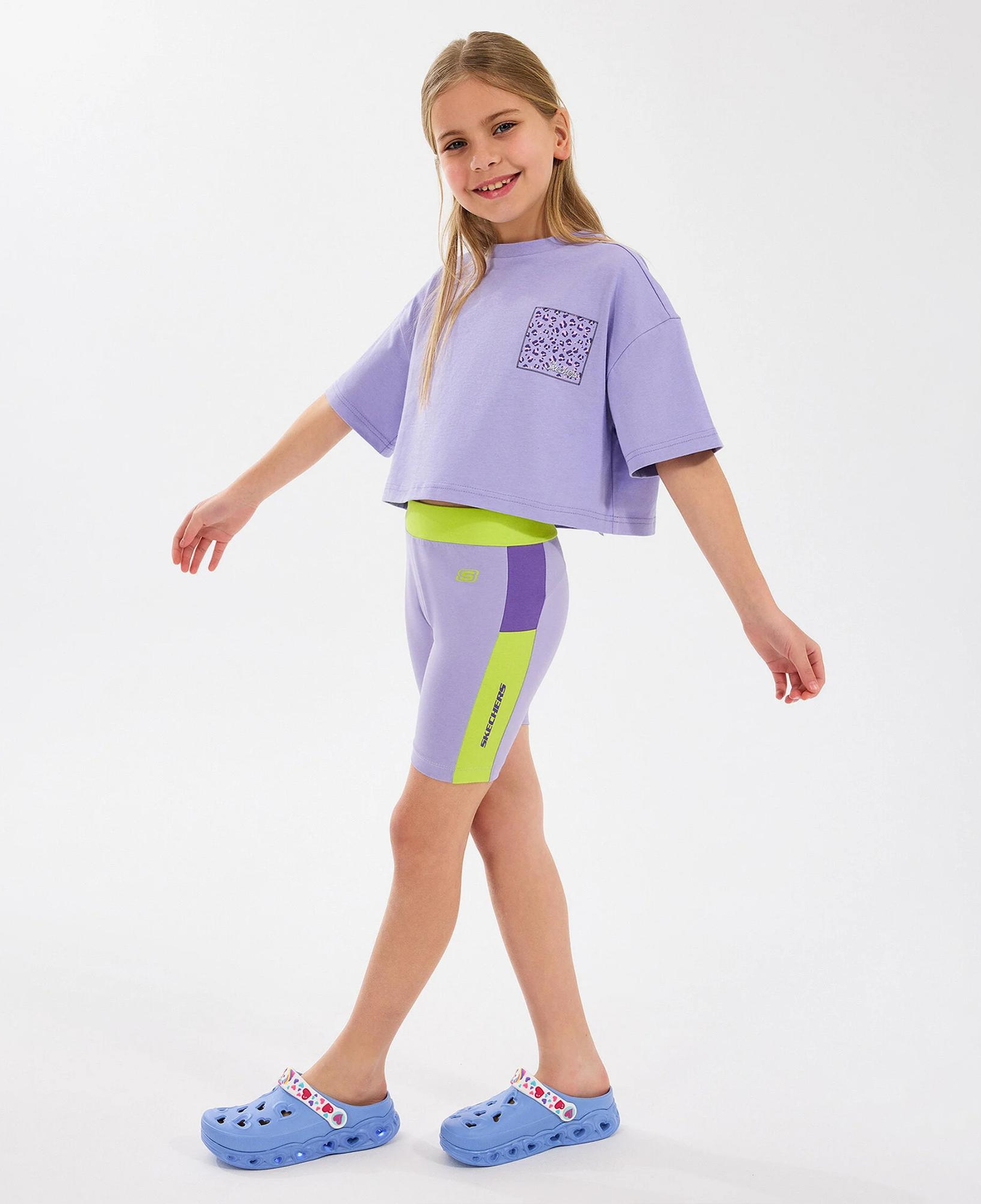 Skechers Graphic Cropped Çocuk Mor T-Shirt