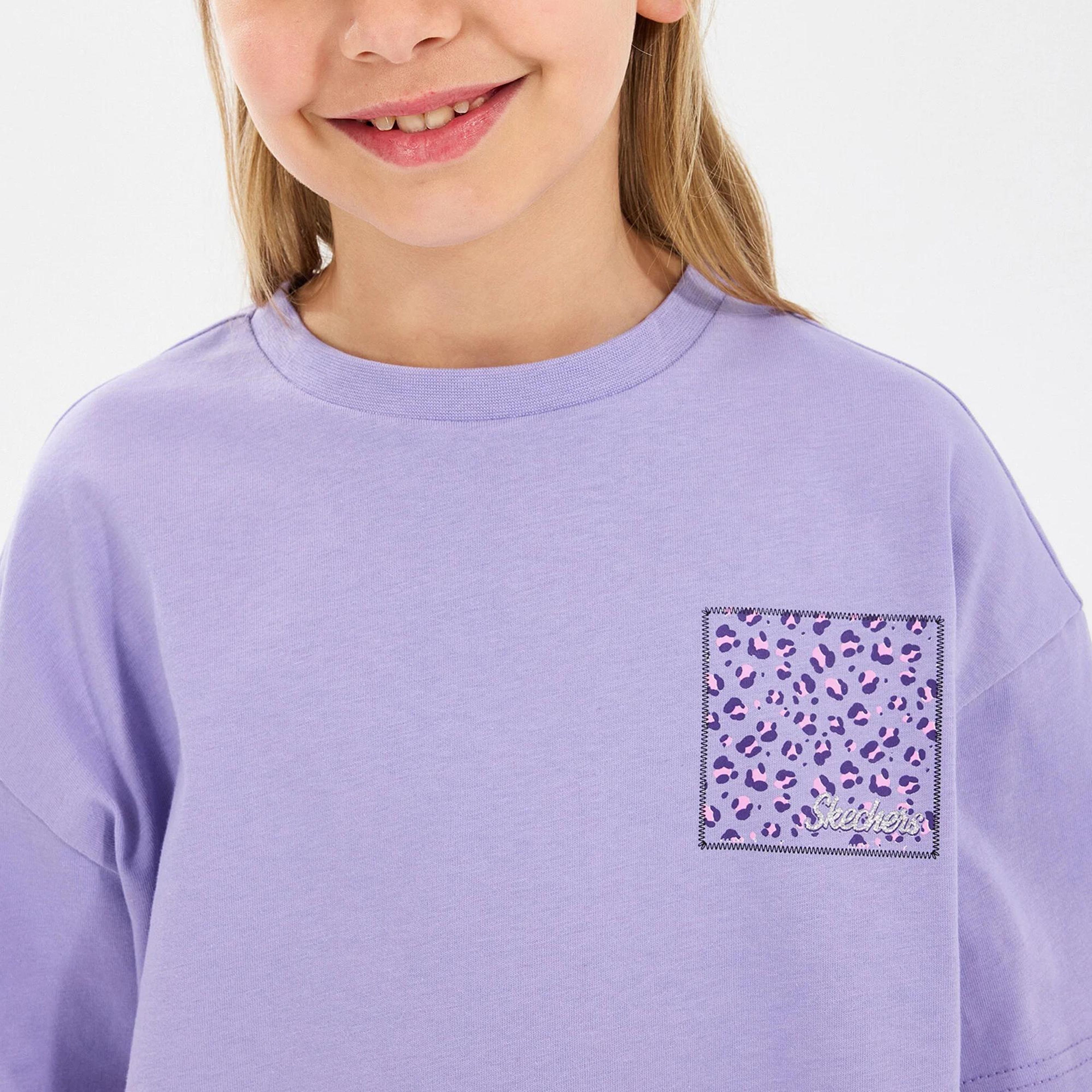 Skechers Graphic Cropped Çocuk Mor T-Shirt