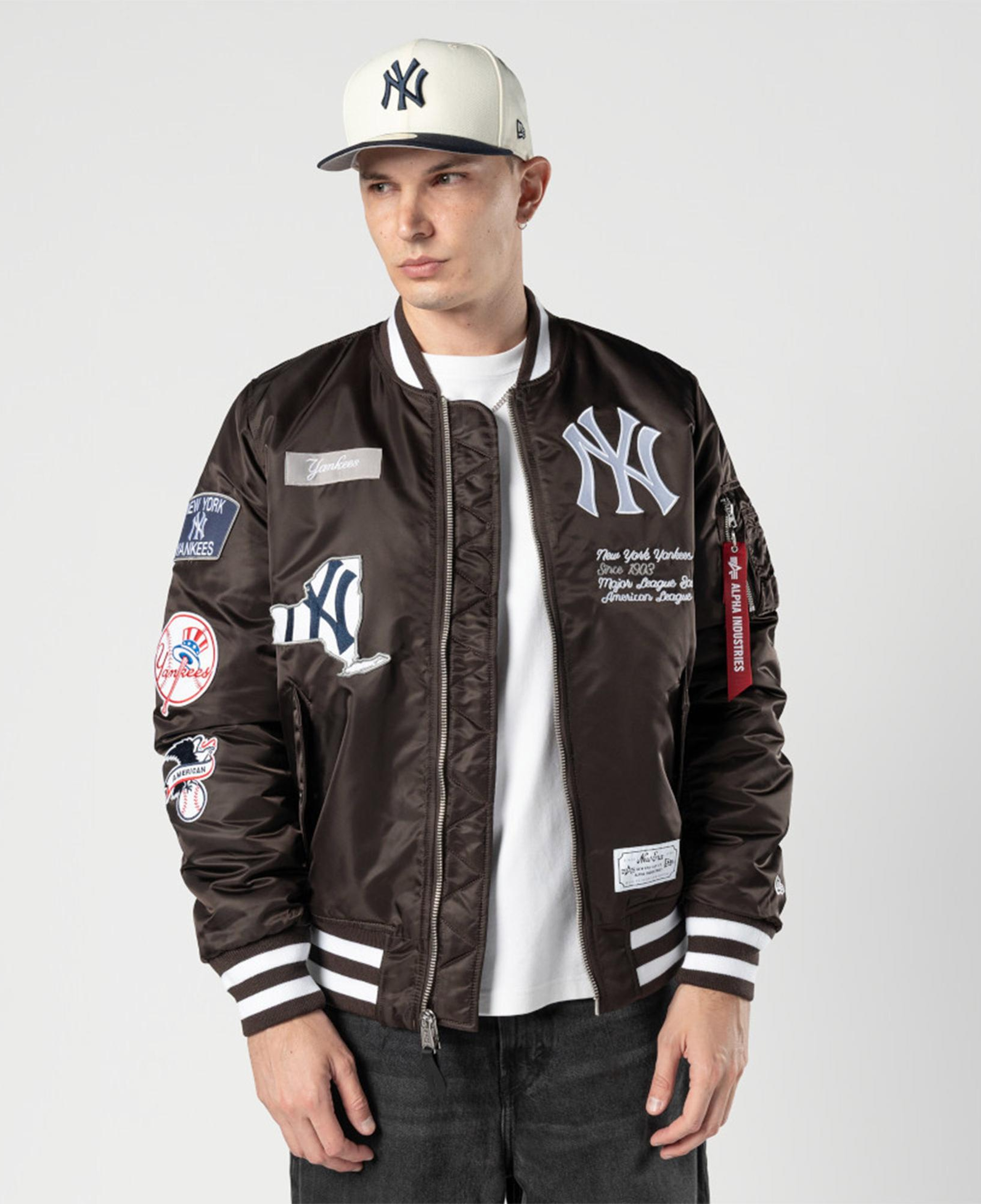 Alpha Industries x New Era New York Yankees MA-1 Bomber Erkek Kahverengi Mont