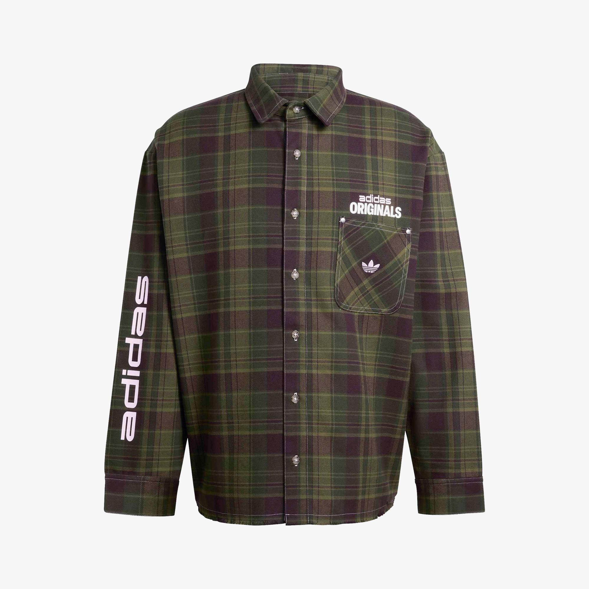 adidas Flannel Buttonup Erkek Yeşil Gömlek
