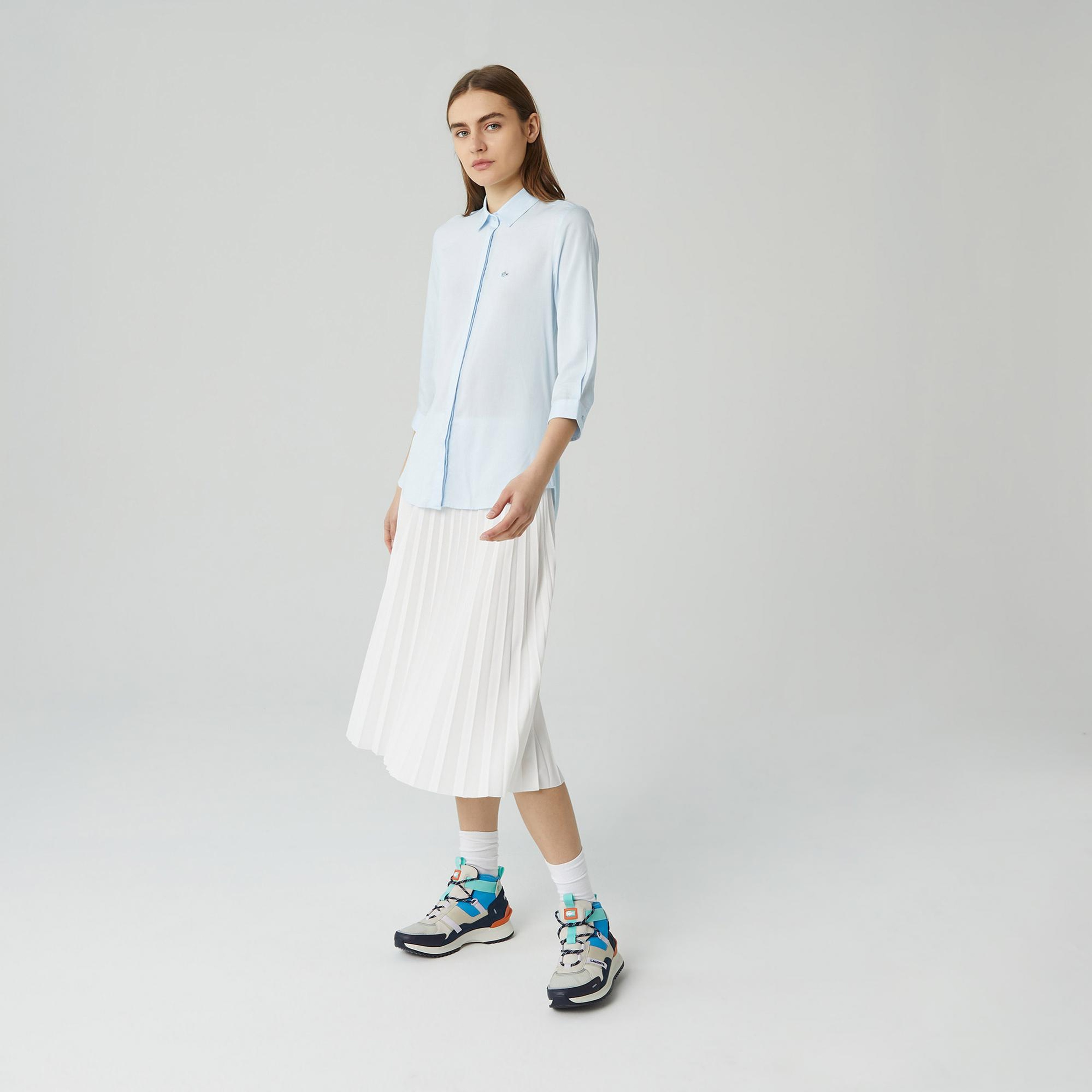 Lacoste Kadın Relaxed Fit Mavi Gömlek