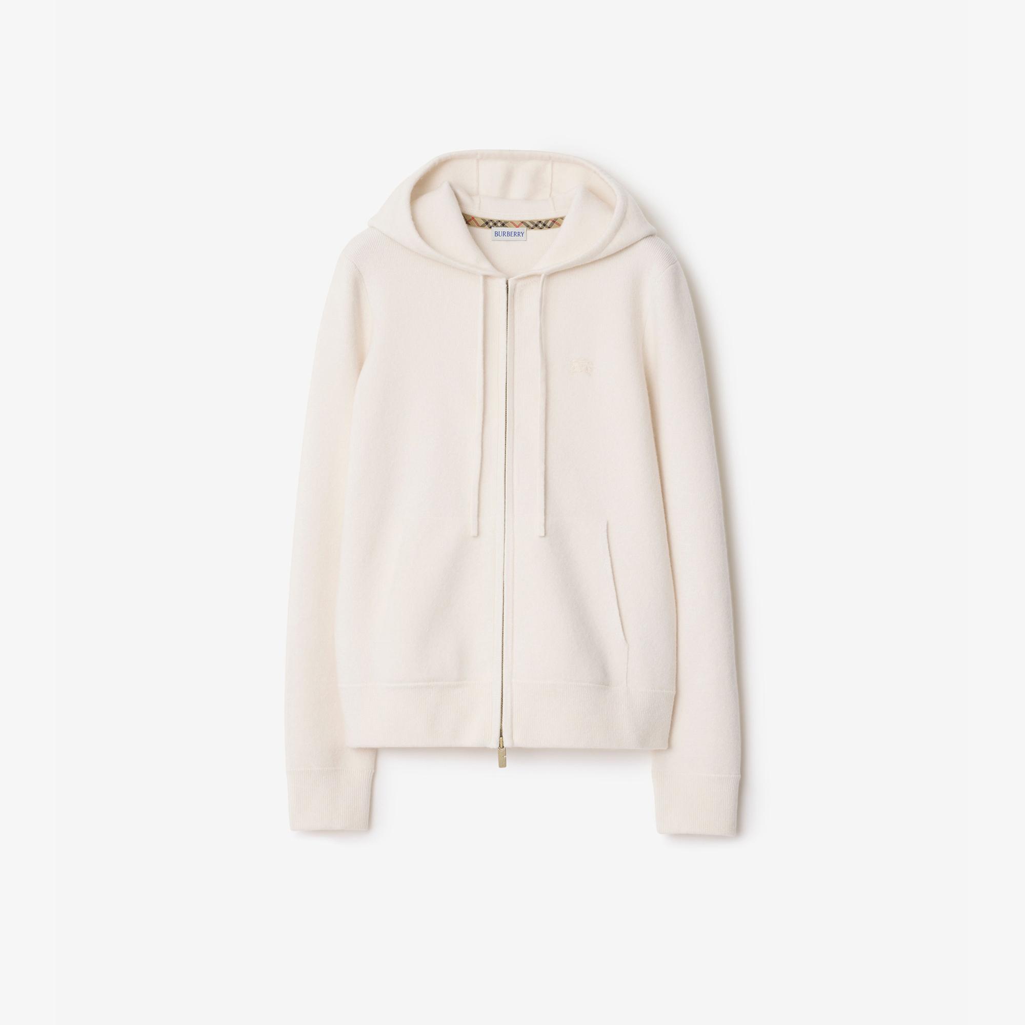Burberry Cashmere Blend Zip Kadın Beyaz Hoodie