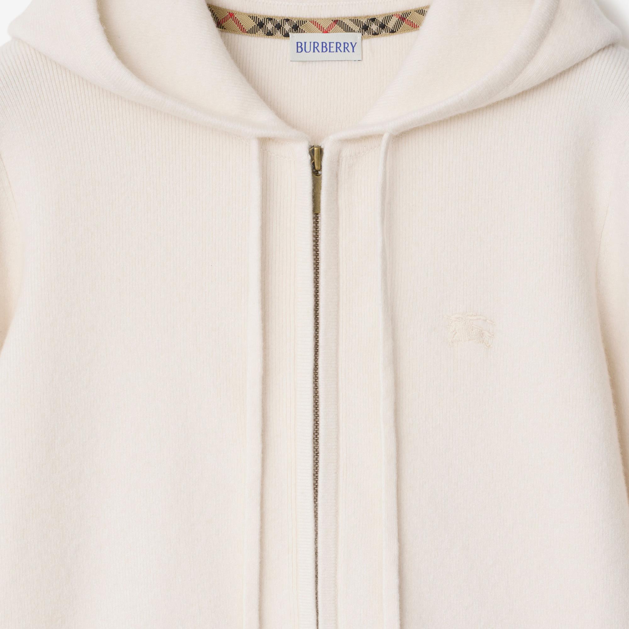 Burberry Cashmere Blend Zip Kadın Beyaz Hoodie