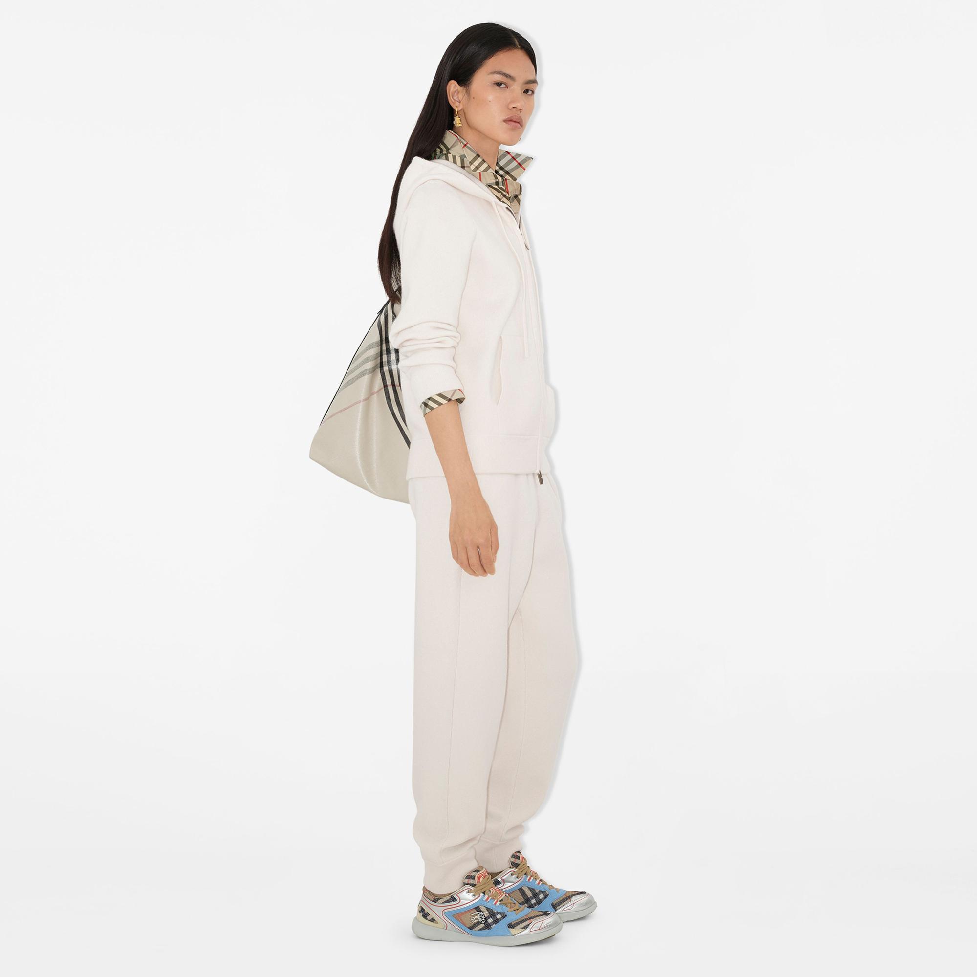 Burberry Cashmere Blend Zip Kadın Beyaz Hoodie