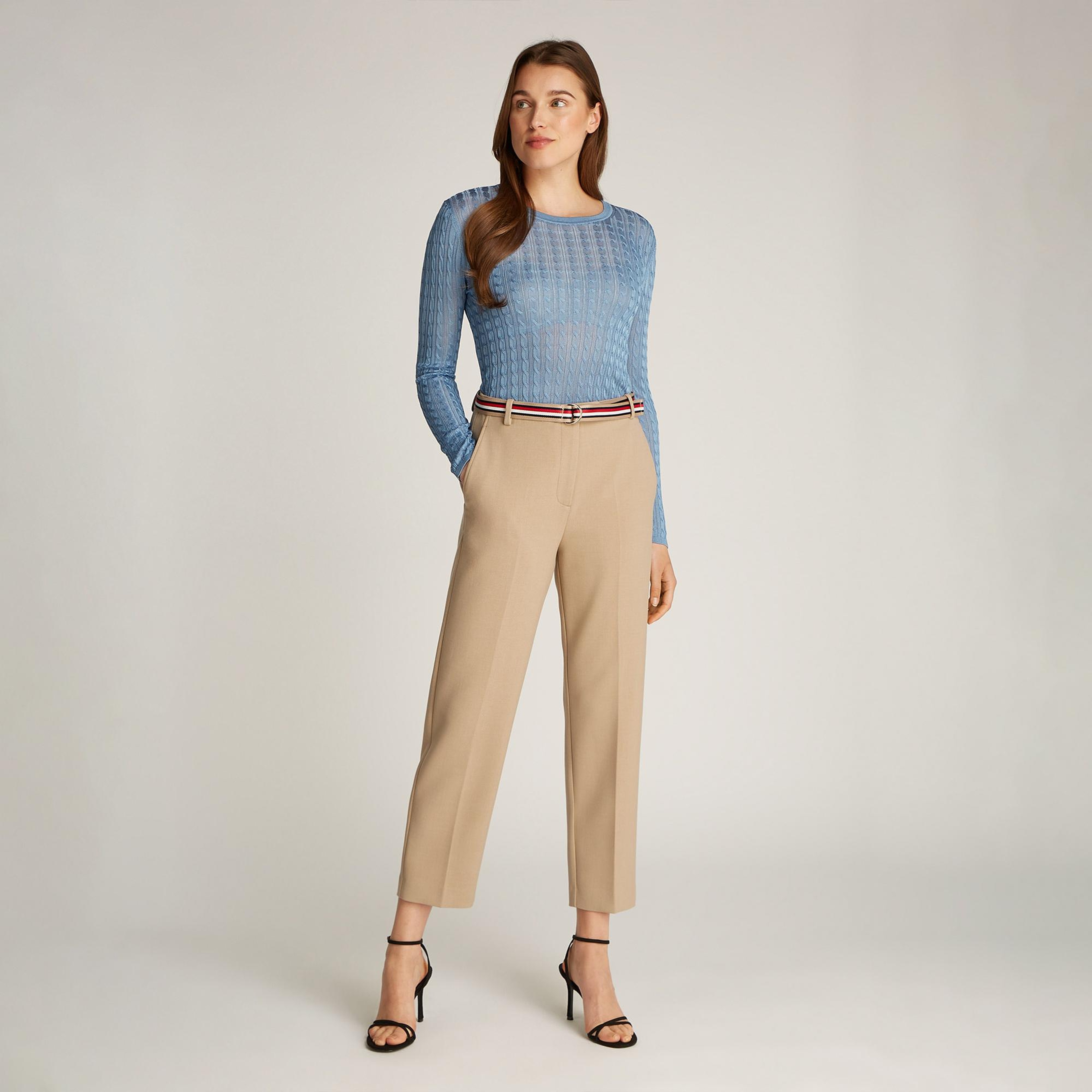 Tommy Hilfiger Punto Slim Straight Kadın Bej Pantolon