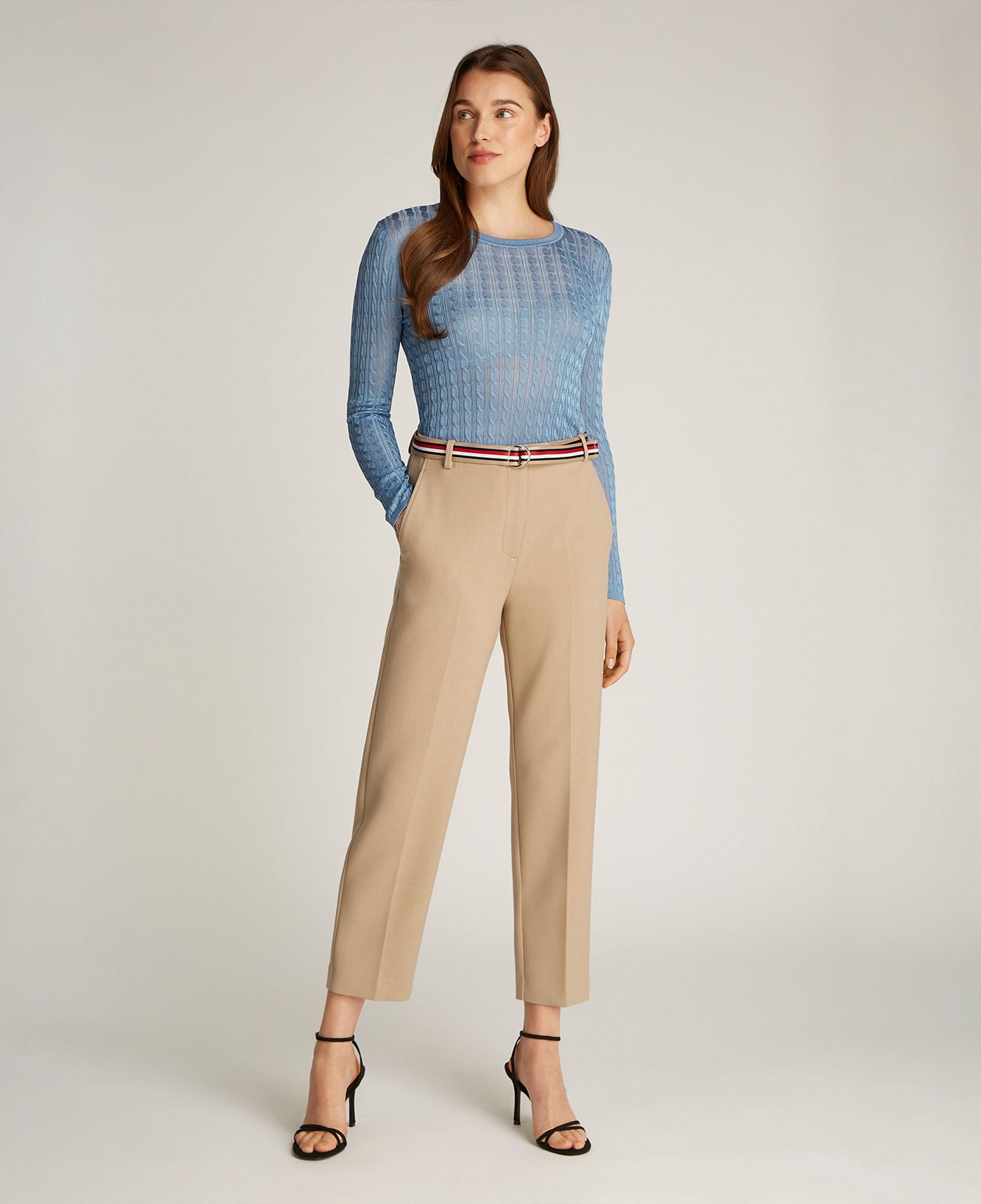 Tommy Hilfiger Punto Slim Straight Kadın Bej Pantolon