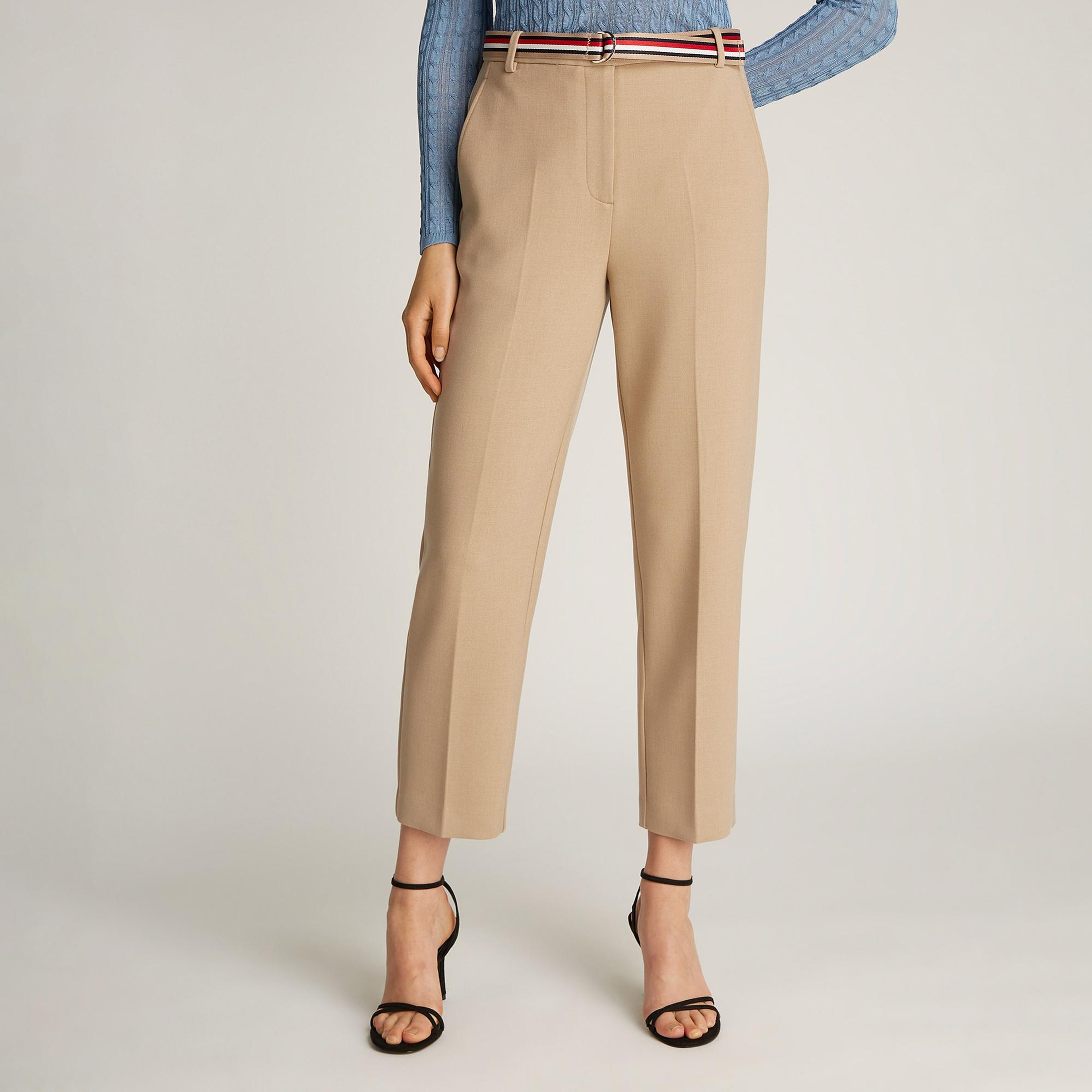 Tommy Hilfiger Punto Slim Straight Kadın Bej Pantolon