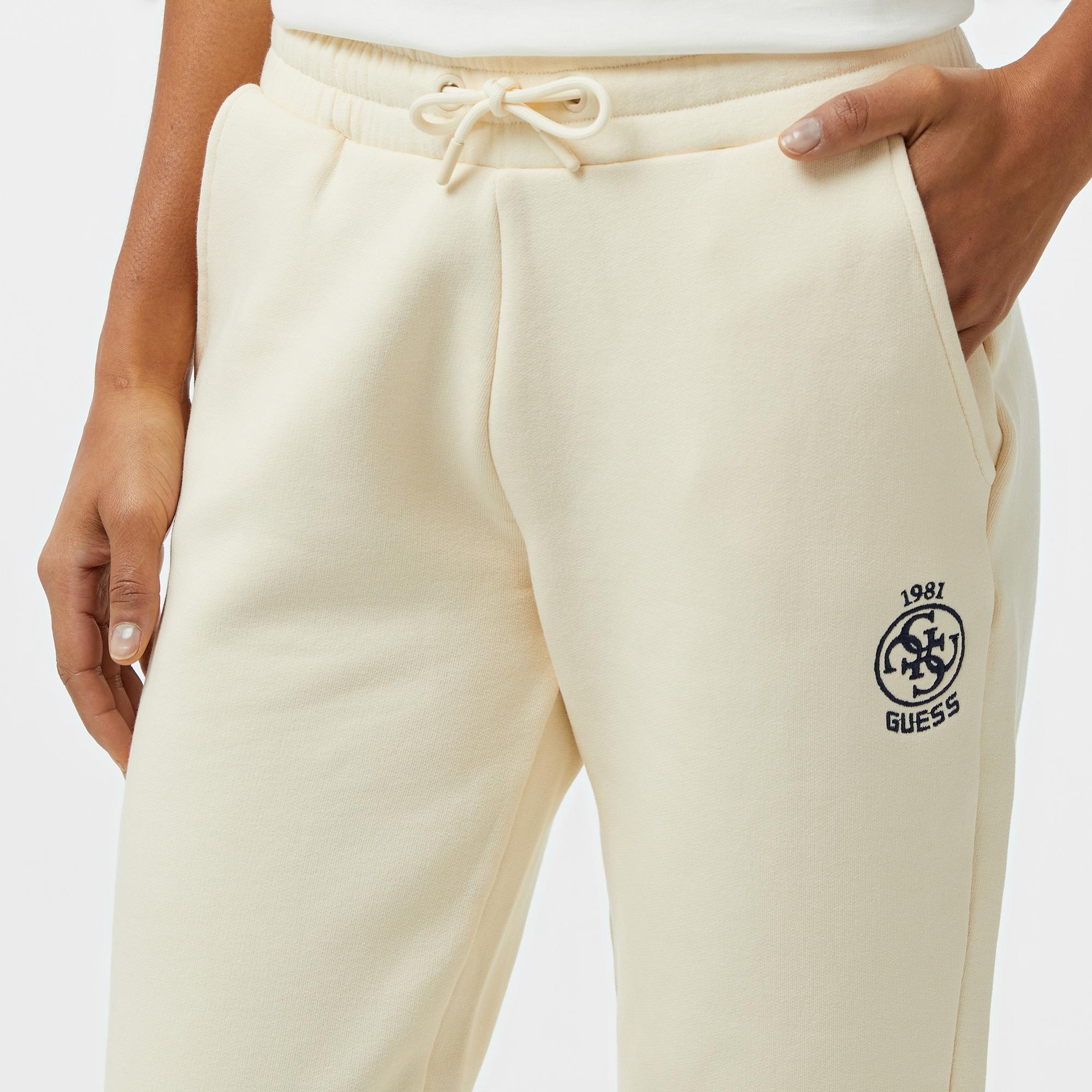 Guess Nia Jogger Fleece 425 Kadın Beyaz Eşofman Altı