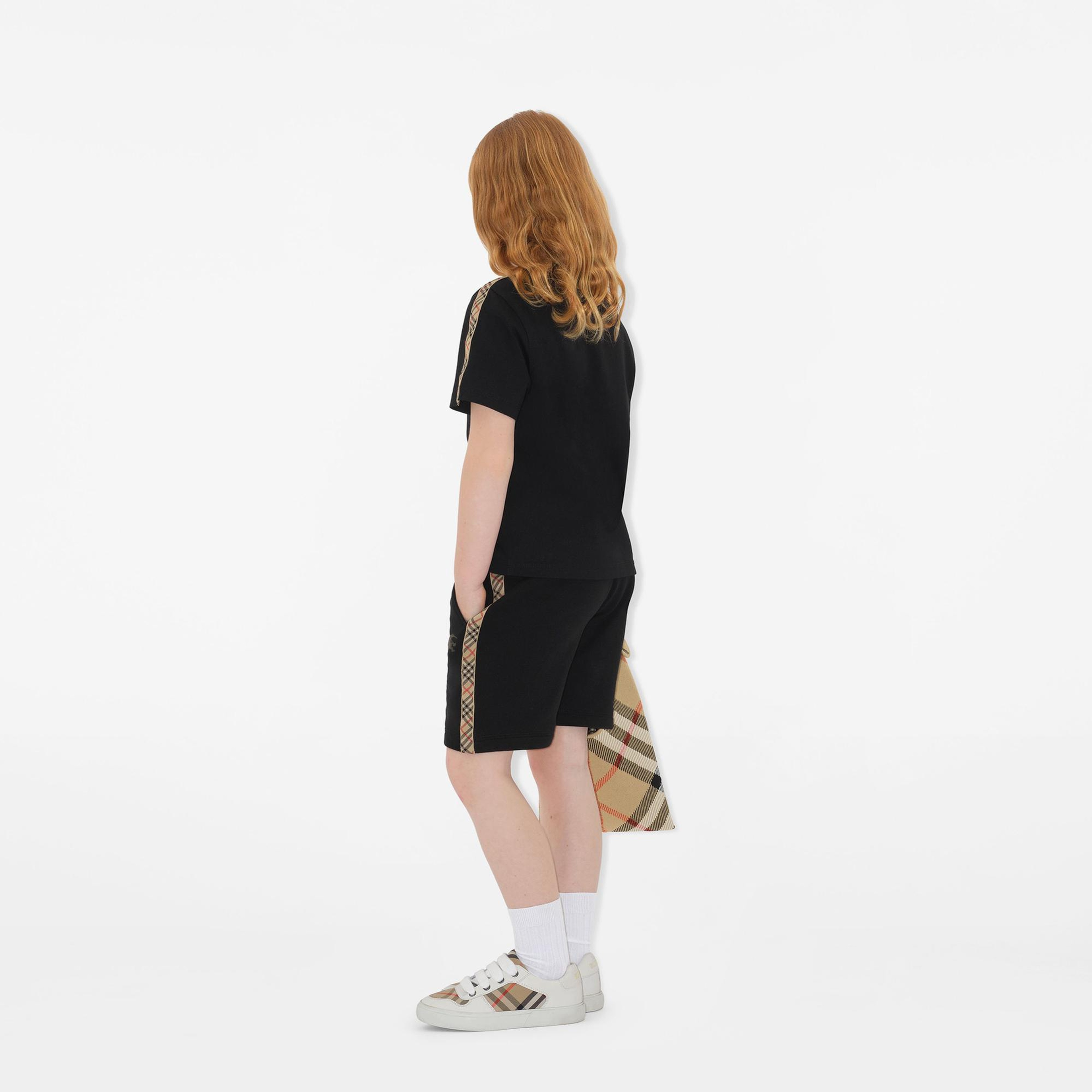Burberry Benny Tape Check Trim Cotton Çocuk Siyah Şort