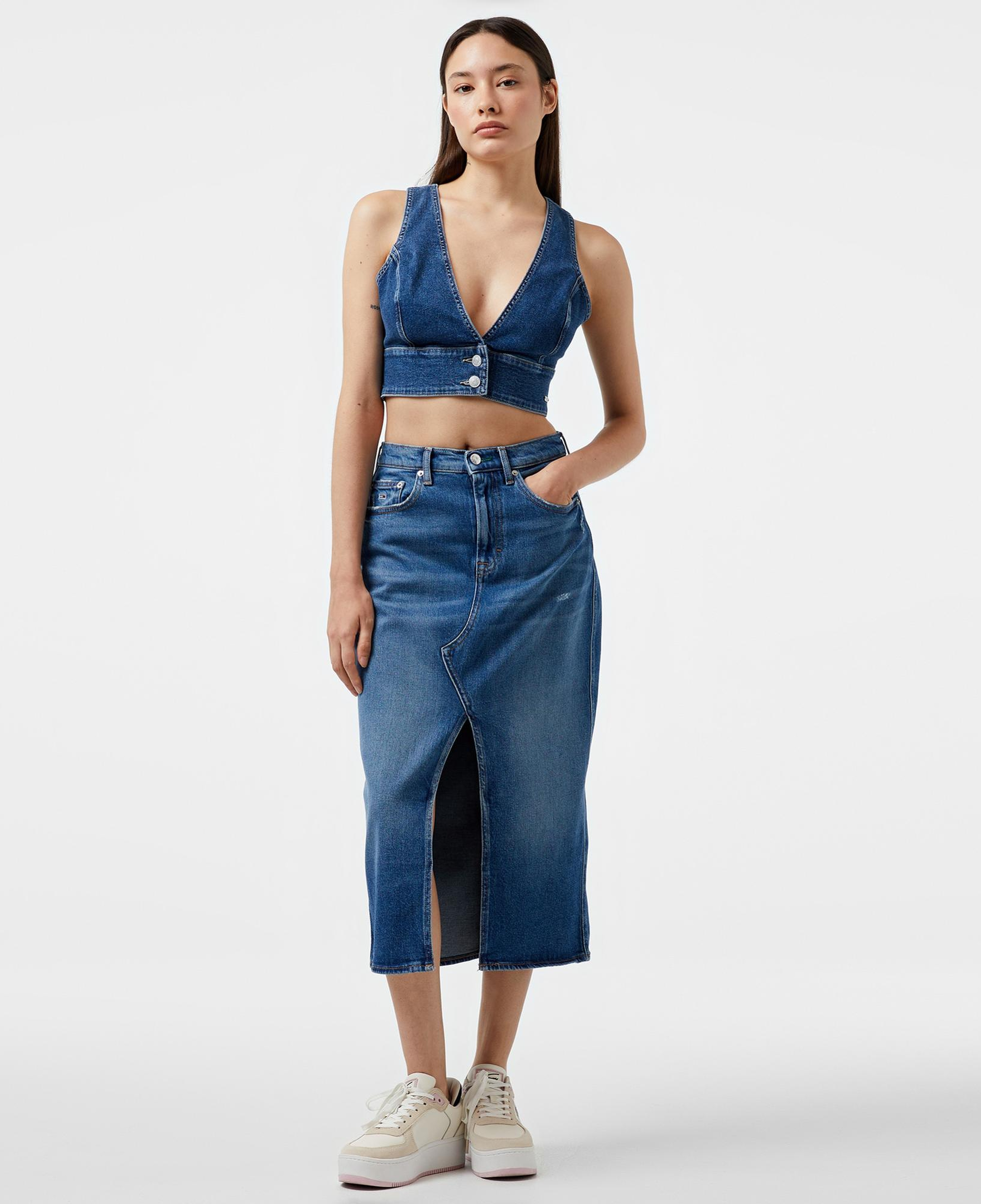 Tommy Hilfiger Jeans Claire Hgh Midi Kadın Mavi Etek