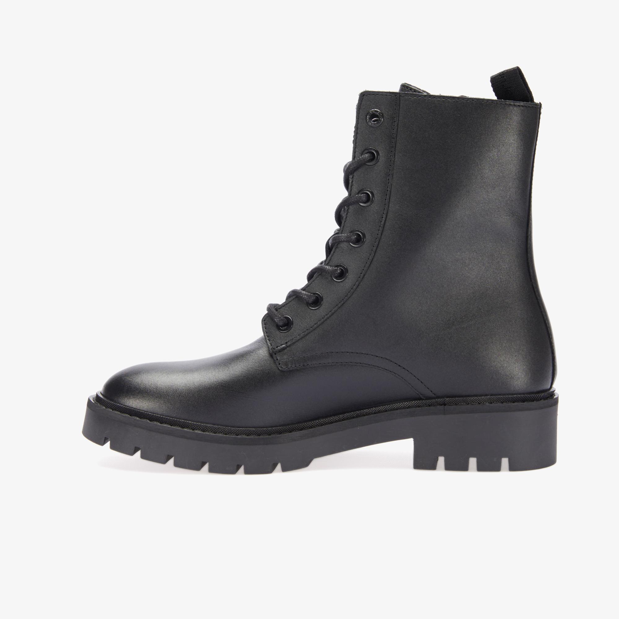 Calvin Klein Jeans Combat Mıd Laceup Boot Zip Kadın Siyah Yağmur Botu