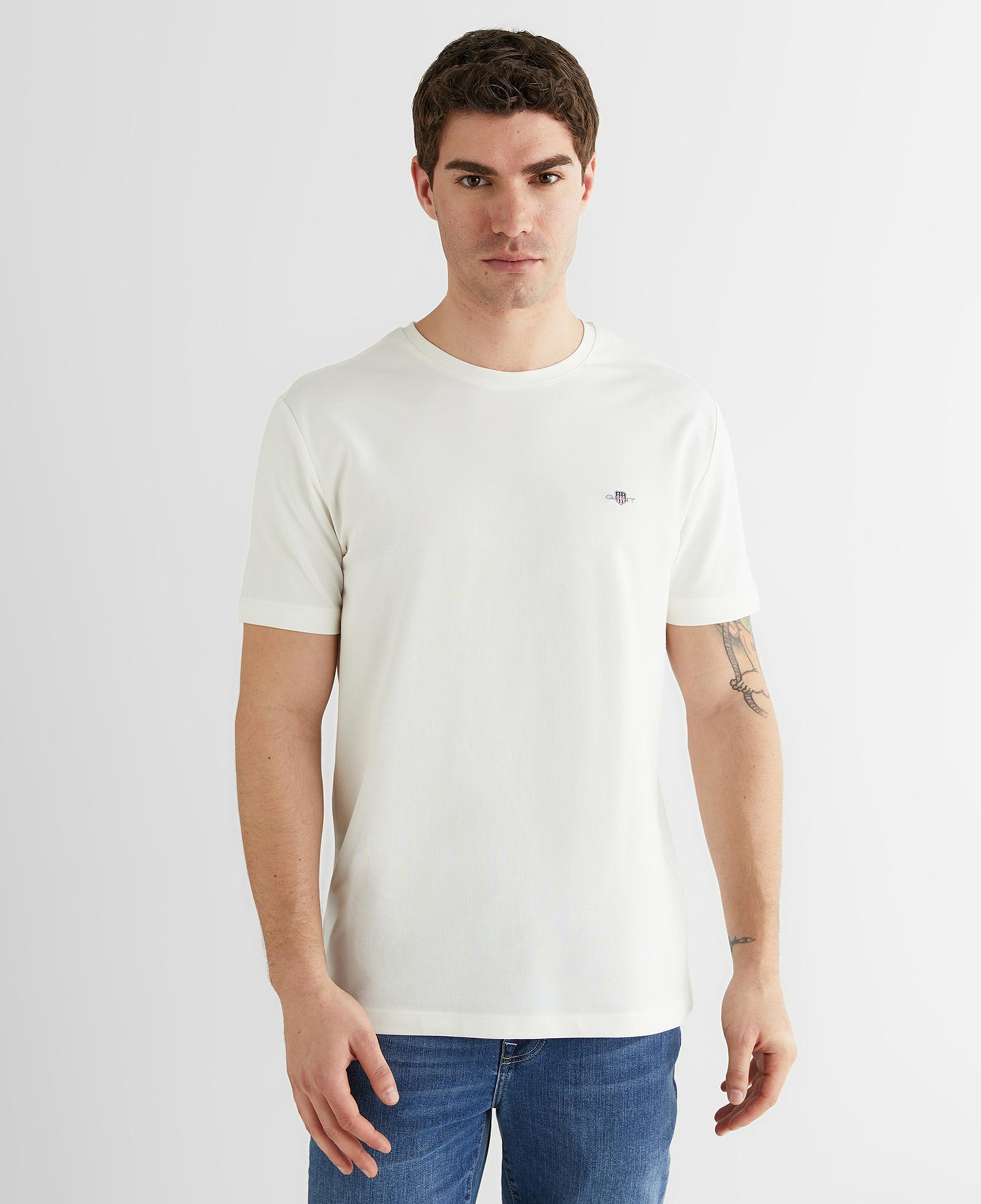 GANT Erkek Krem Regular Fit Bisiklet Yaka T-shirt