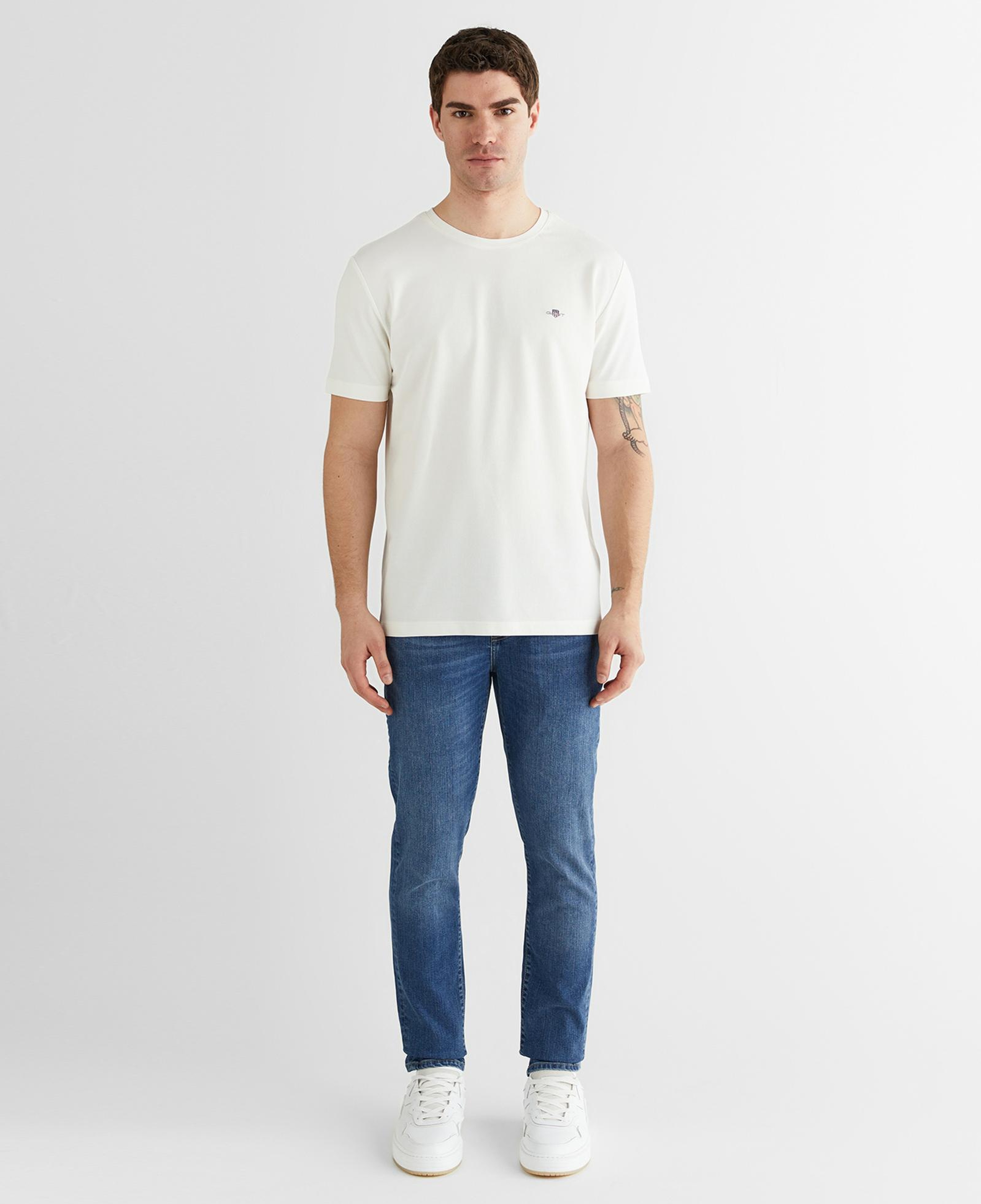 GANT Erkek Krem Regular Fit Bisiklet Yaka T-shirt