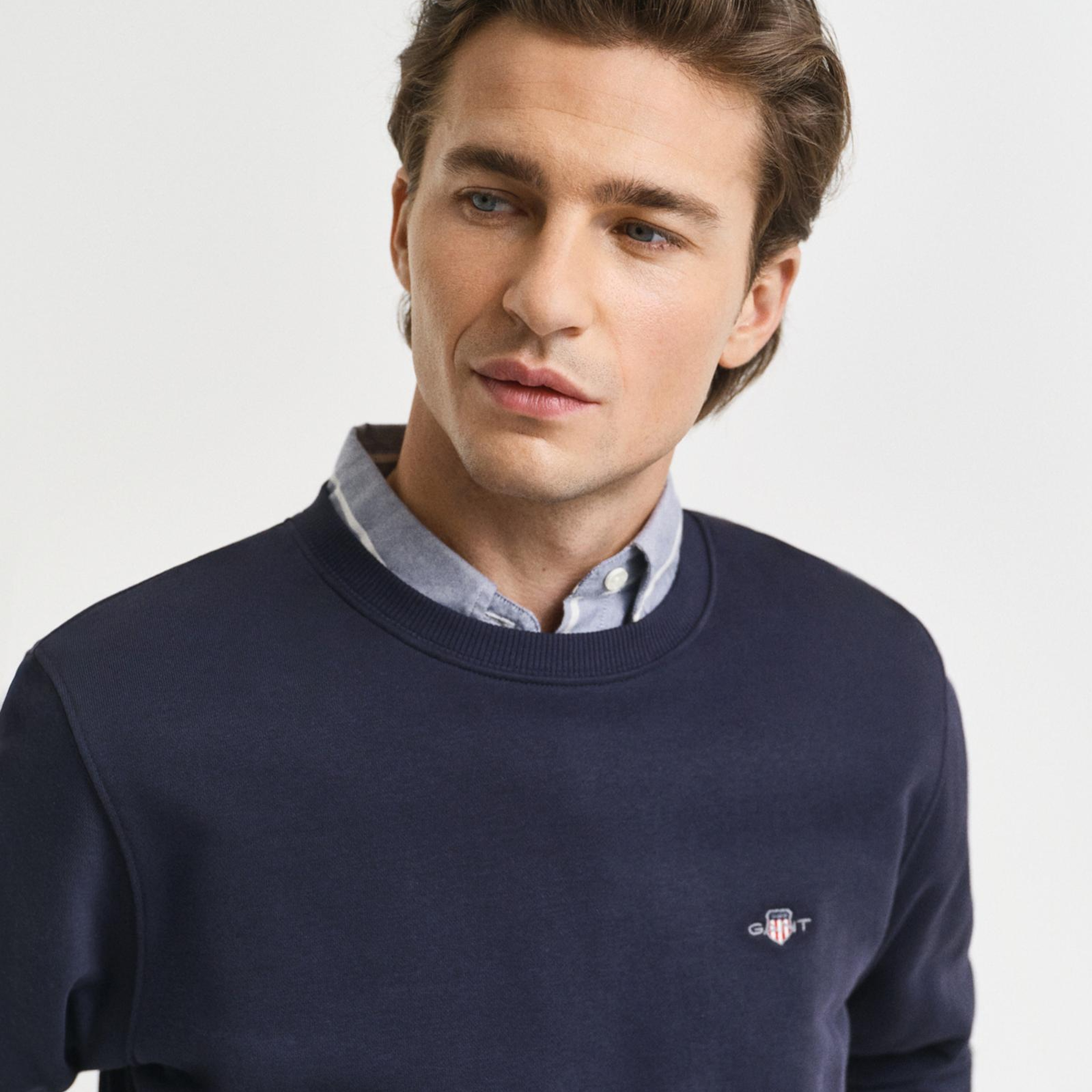 Gant Erkek Lacivert Regular Fit Bisiklet Yaka Sweatshirt