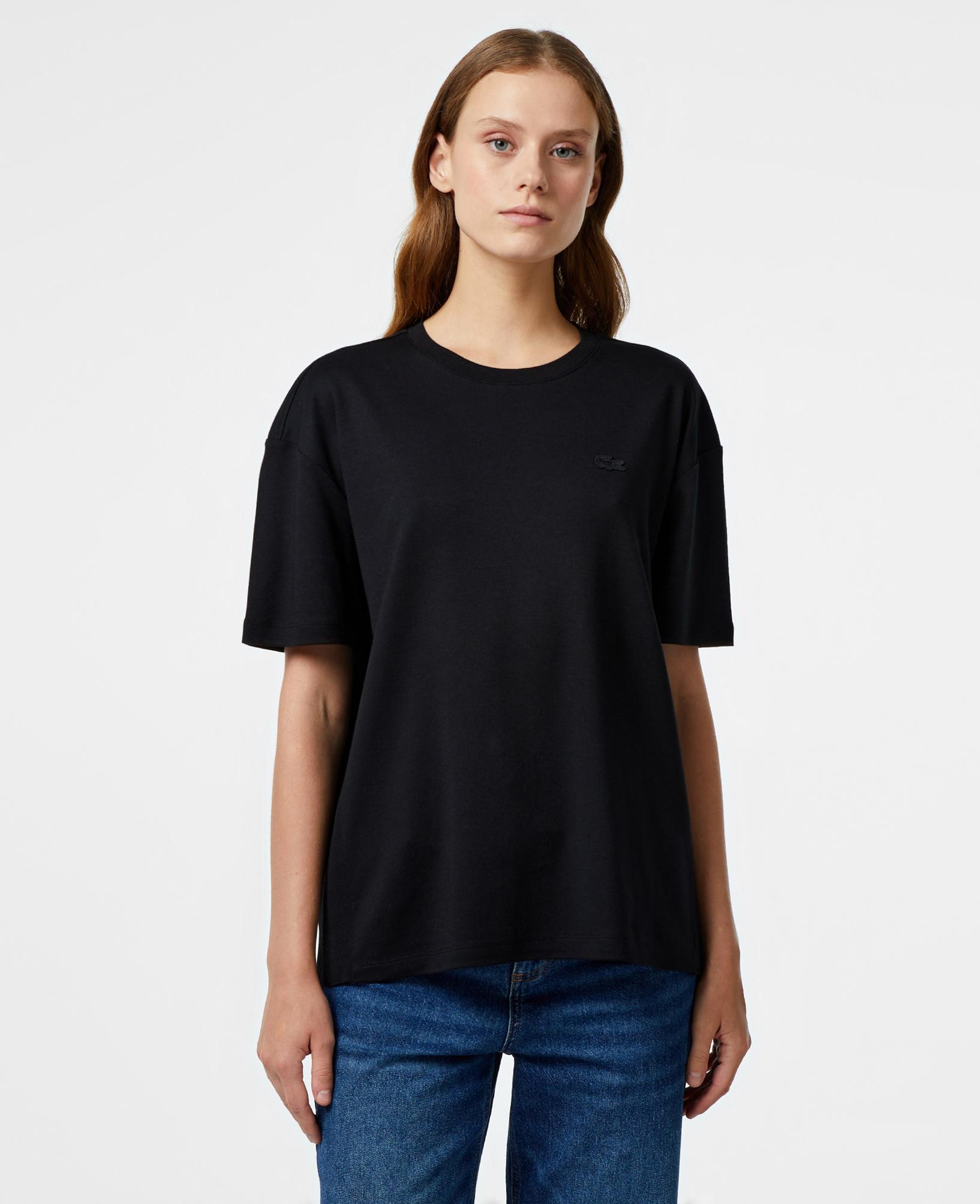 Lacoste Kadın Relaxed Fit Bisiklet Yaka Koyu Siyah T-Shirt