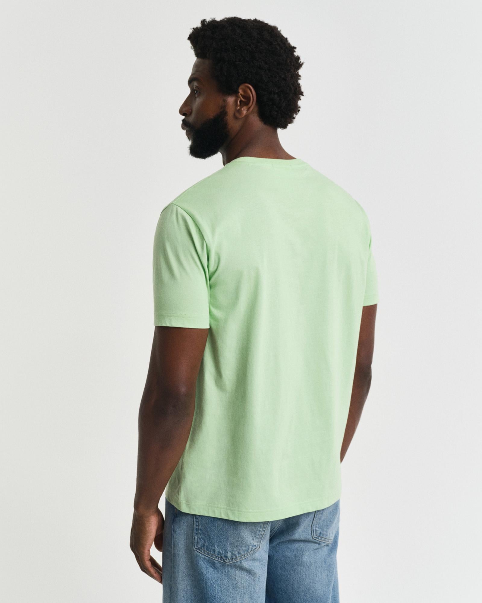 GANT Erkek Yeşil Regular Fit Bisiklet Yaka T-shirt