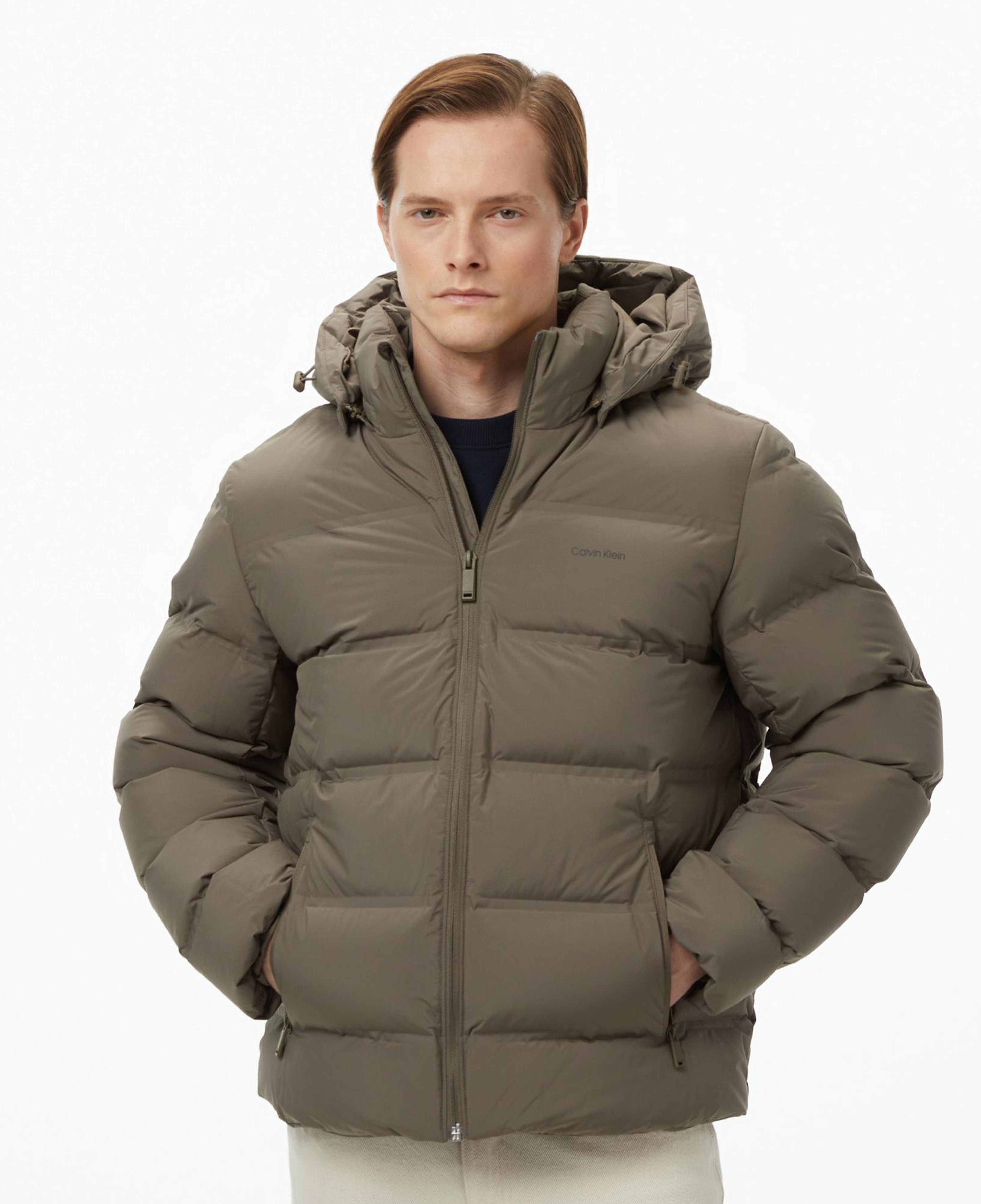 Calvin Klein Quilted Bonded Channel Erkek Gri Mont