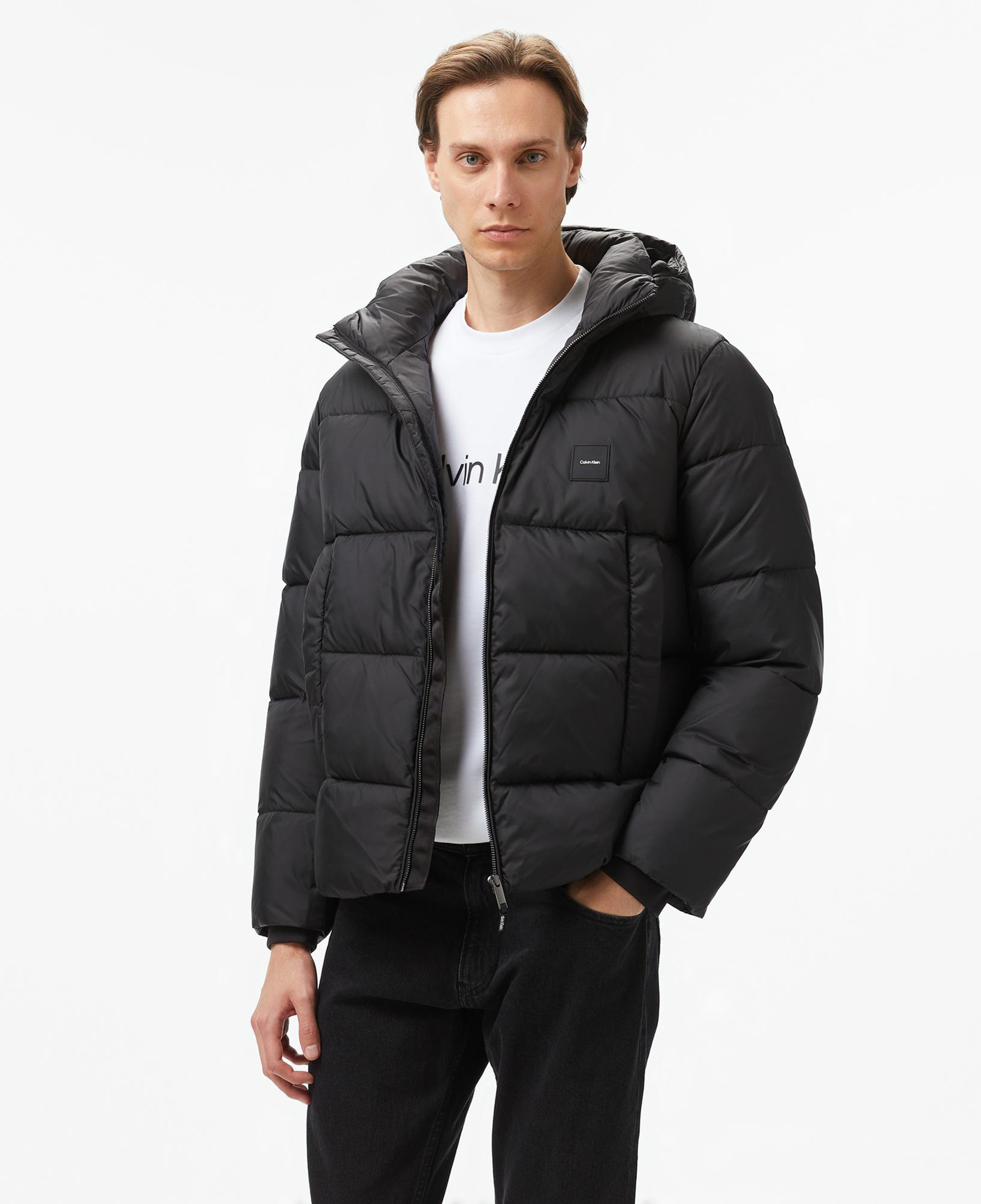 Calvin Klein Hooded Quilt Puffer Erkek Siyah Mont