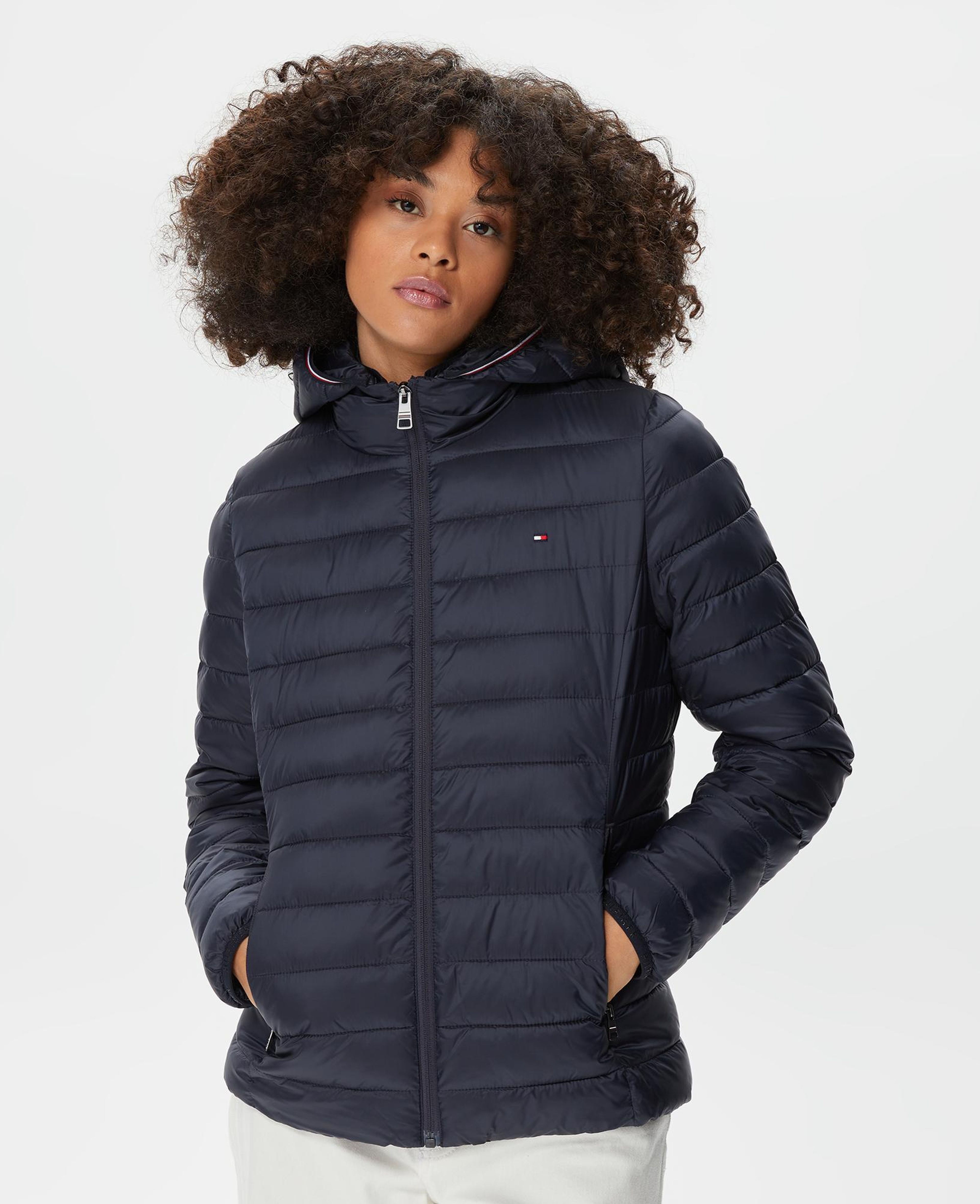 Tommy Hilfiger Lw Padded Global Stripe Kadın Lacivert Mont