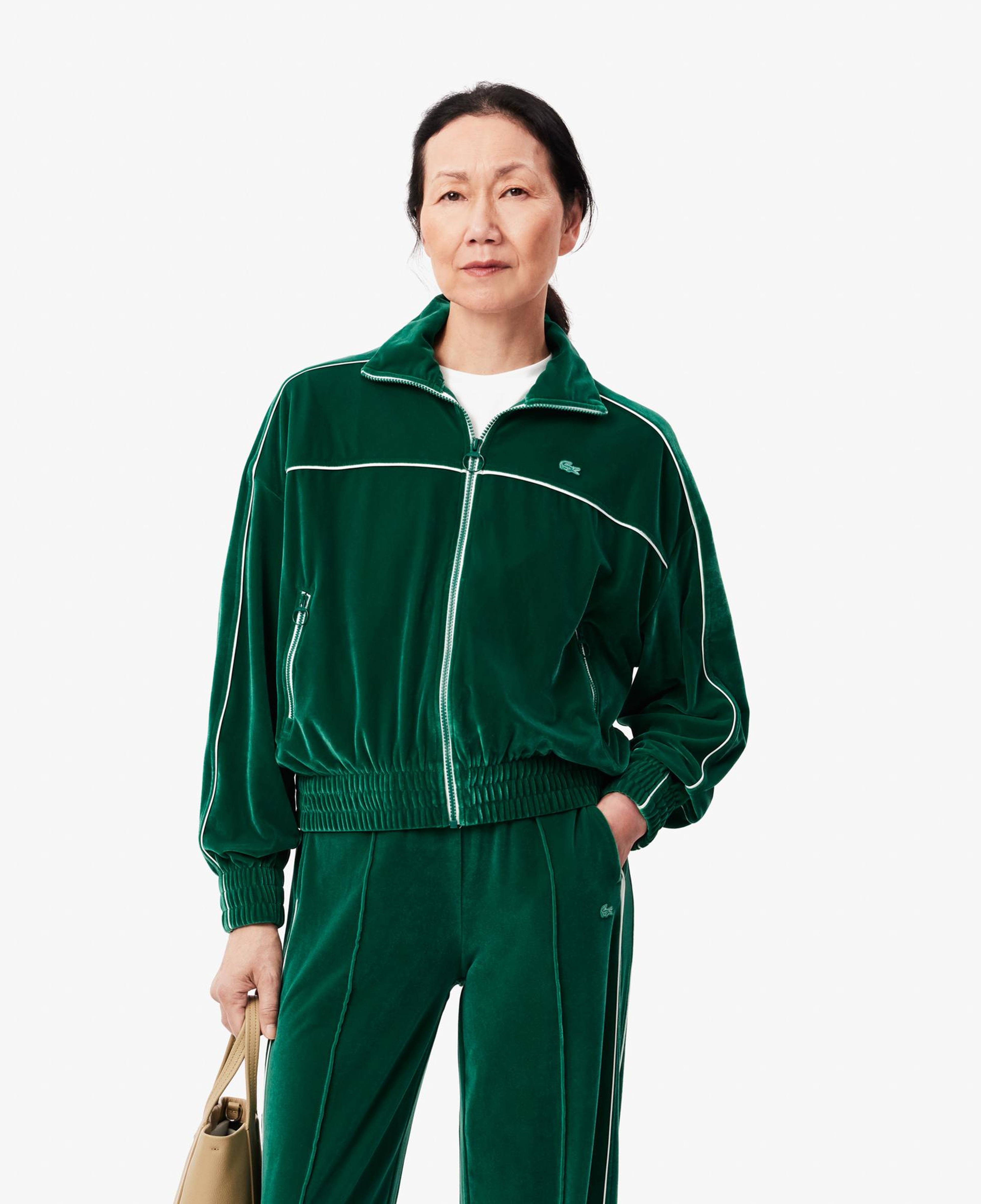 Lacoste Kadın Oversize Fit Bisiklet Yaka Koyu Yeşil Sweatshirt