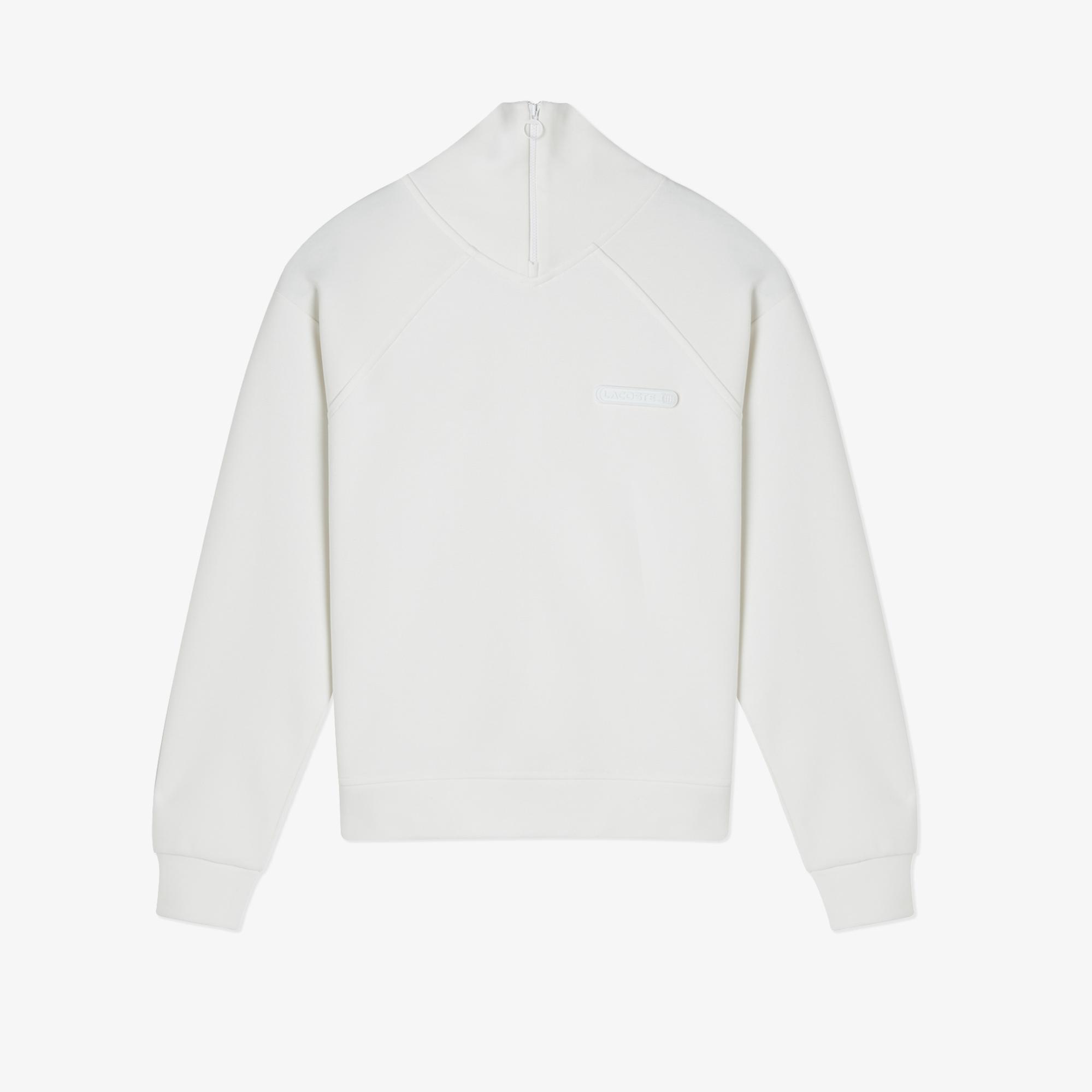 Lacoste Kadın Regular Fit Fermuarlı Dik Yaka Beyaz Sweatshirt