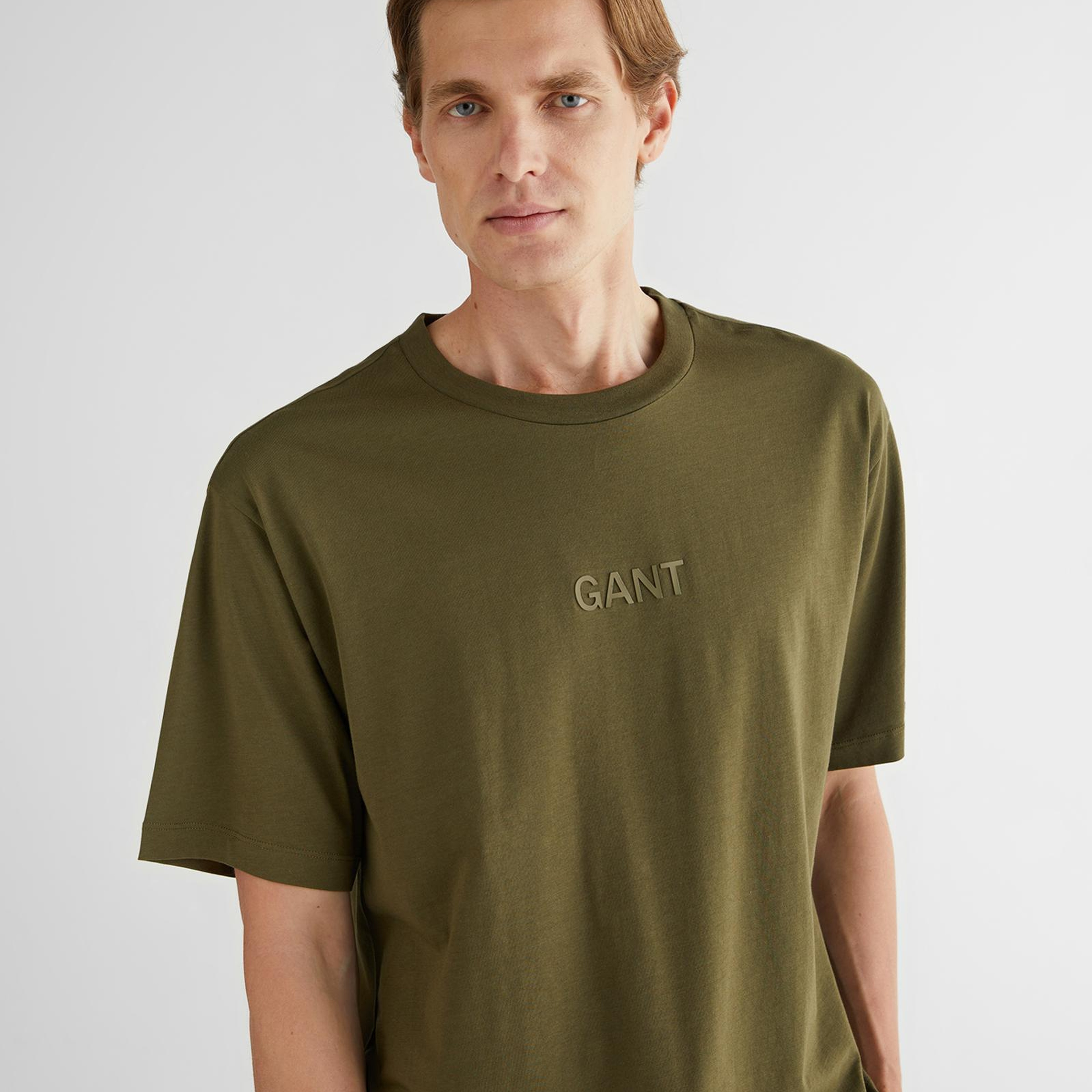 GANT Erkek Yeşil Relaxed Fit Bisiklet Yaka Logolu T-Shirt