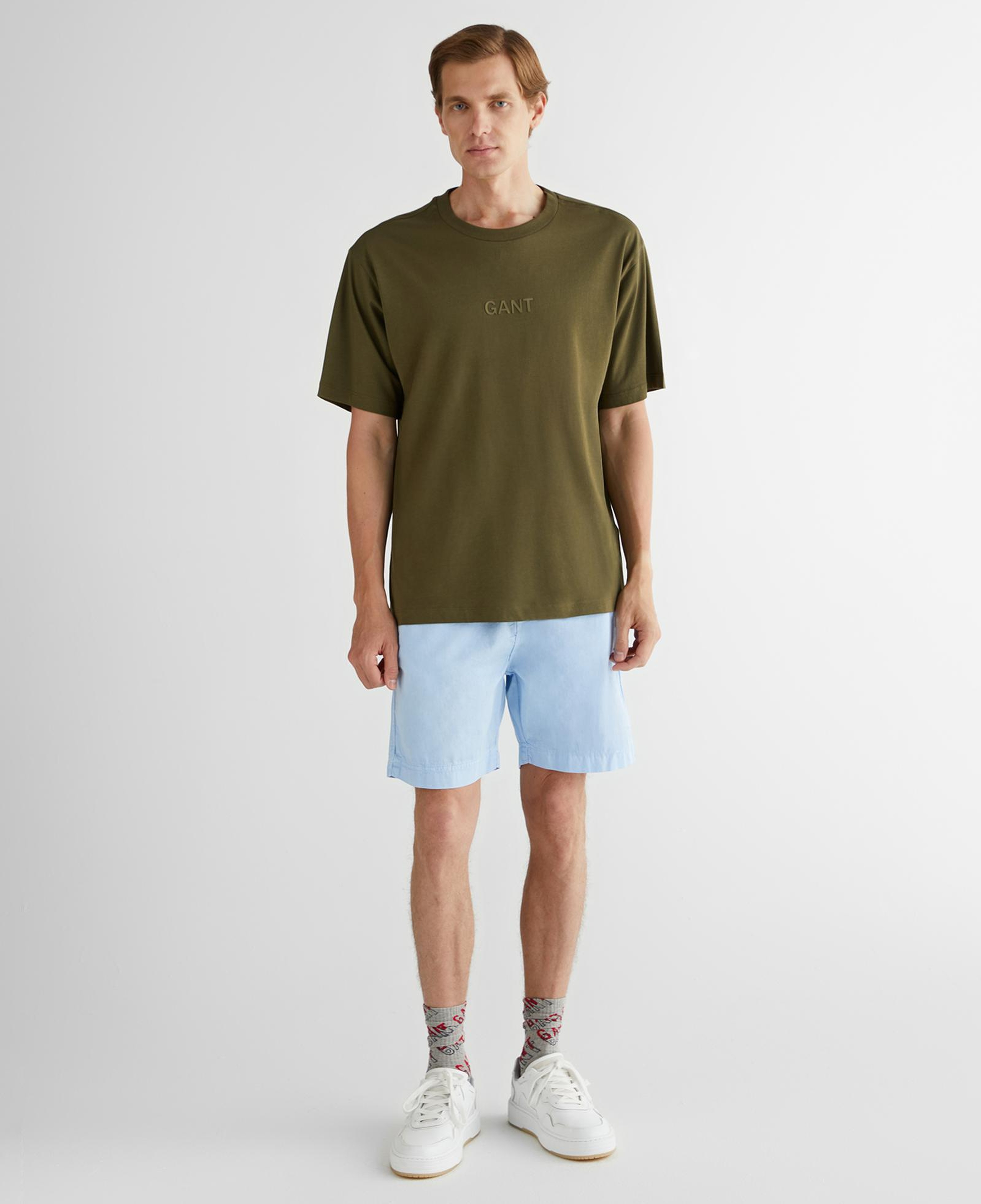 GANT Erkek Yeşil Relaxed Fit Bisiklet Yaka Logolu T-Shirt