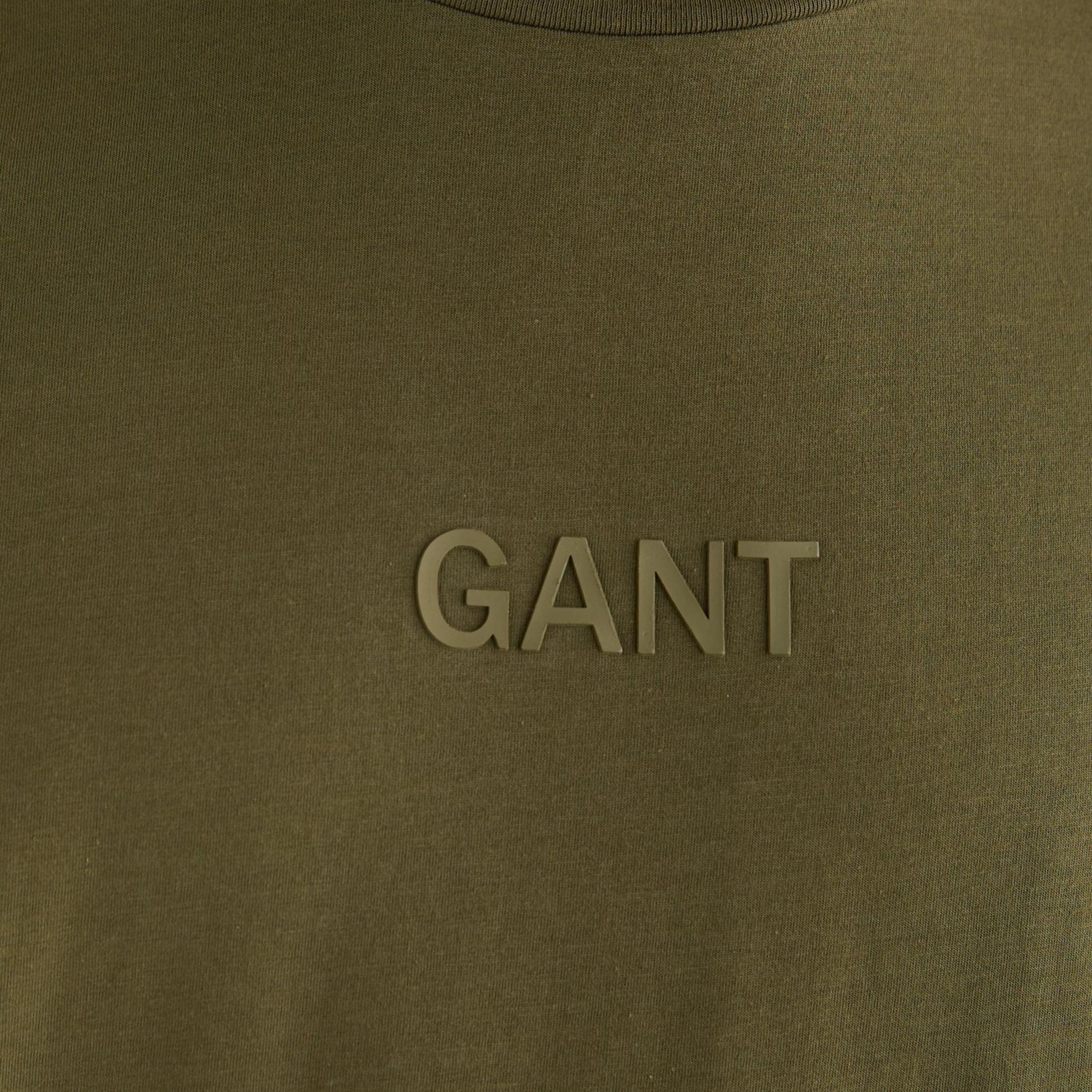 GANT Erkek Yeşil Relaxed Fit Bisiklet Yaka Logolu T-Shirt