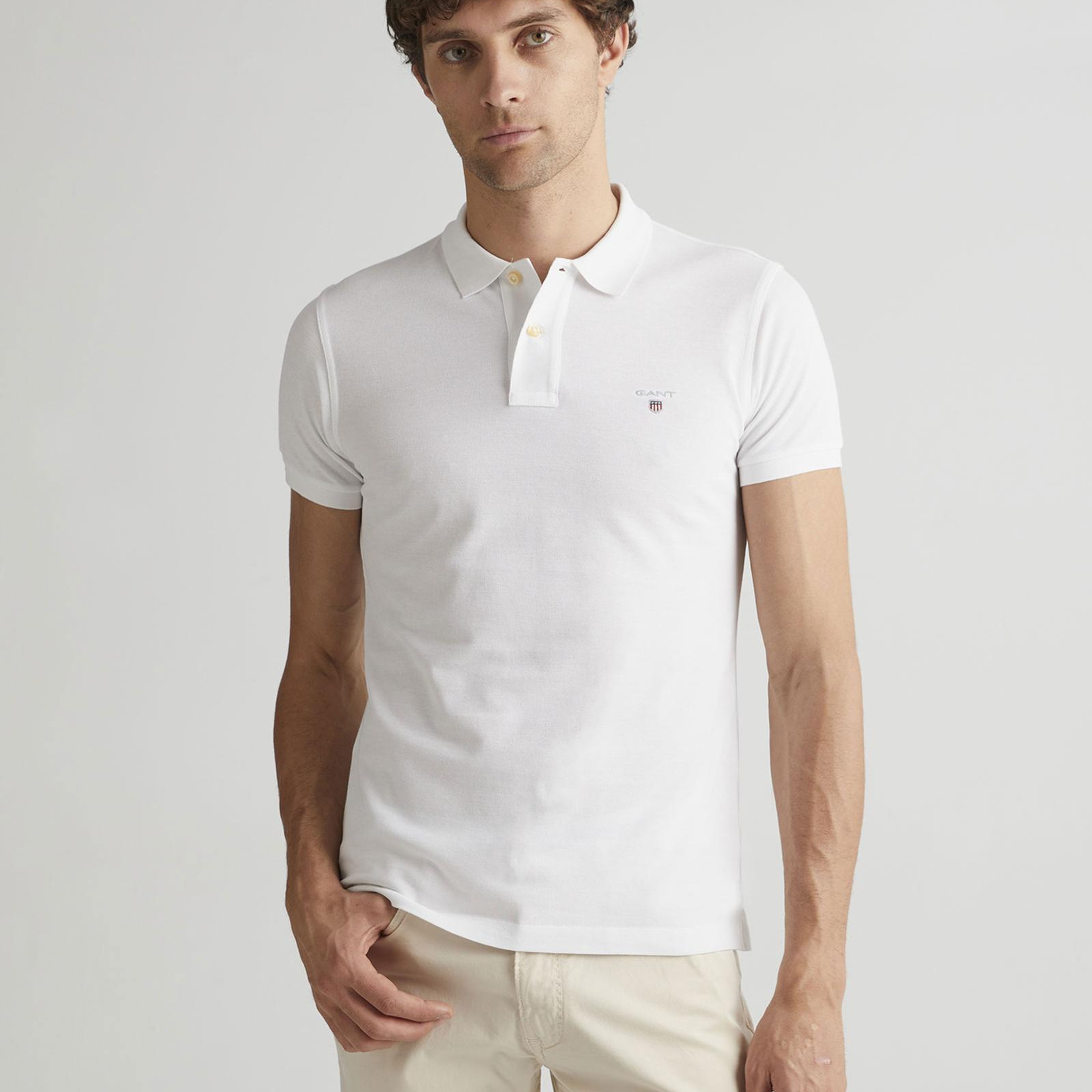 GANT Erkek Beyaz Slim Fit Polo