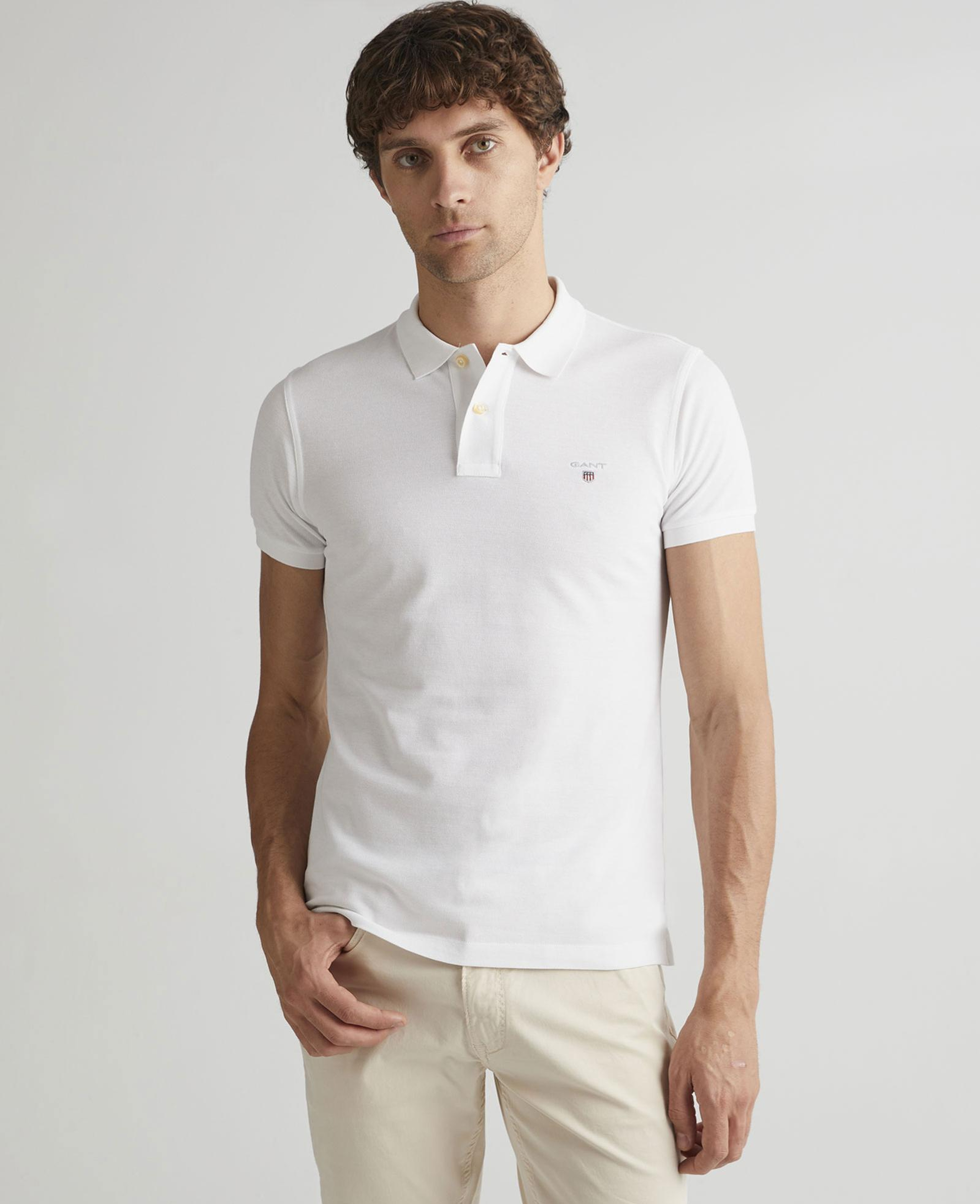 GANT Erkek Beyaz Slim Fit Polo
