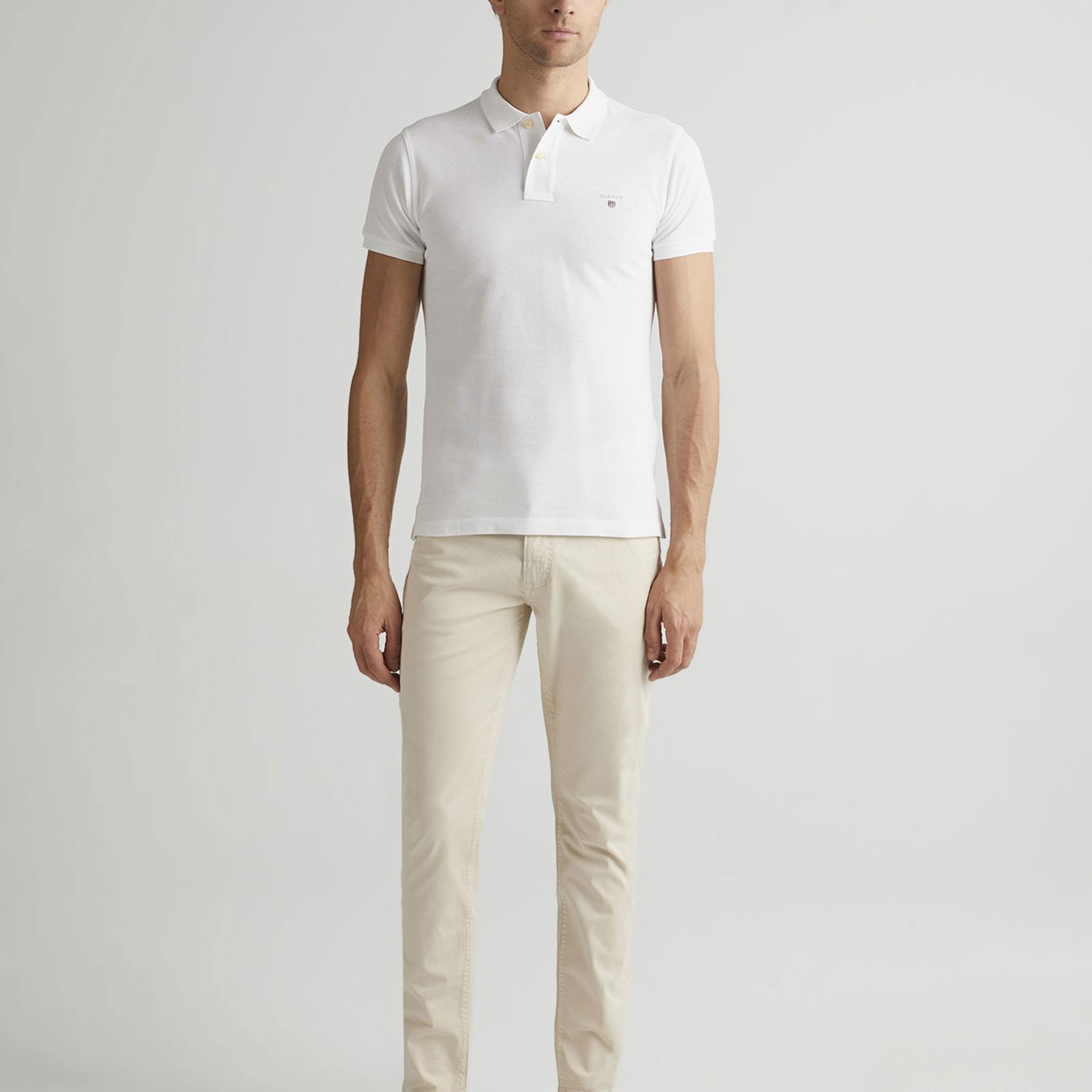 GANT Erkek Beyaz Slim Fit Polo