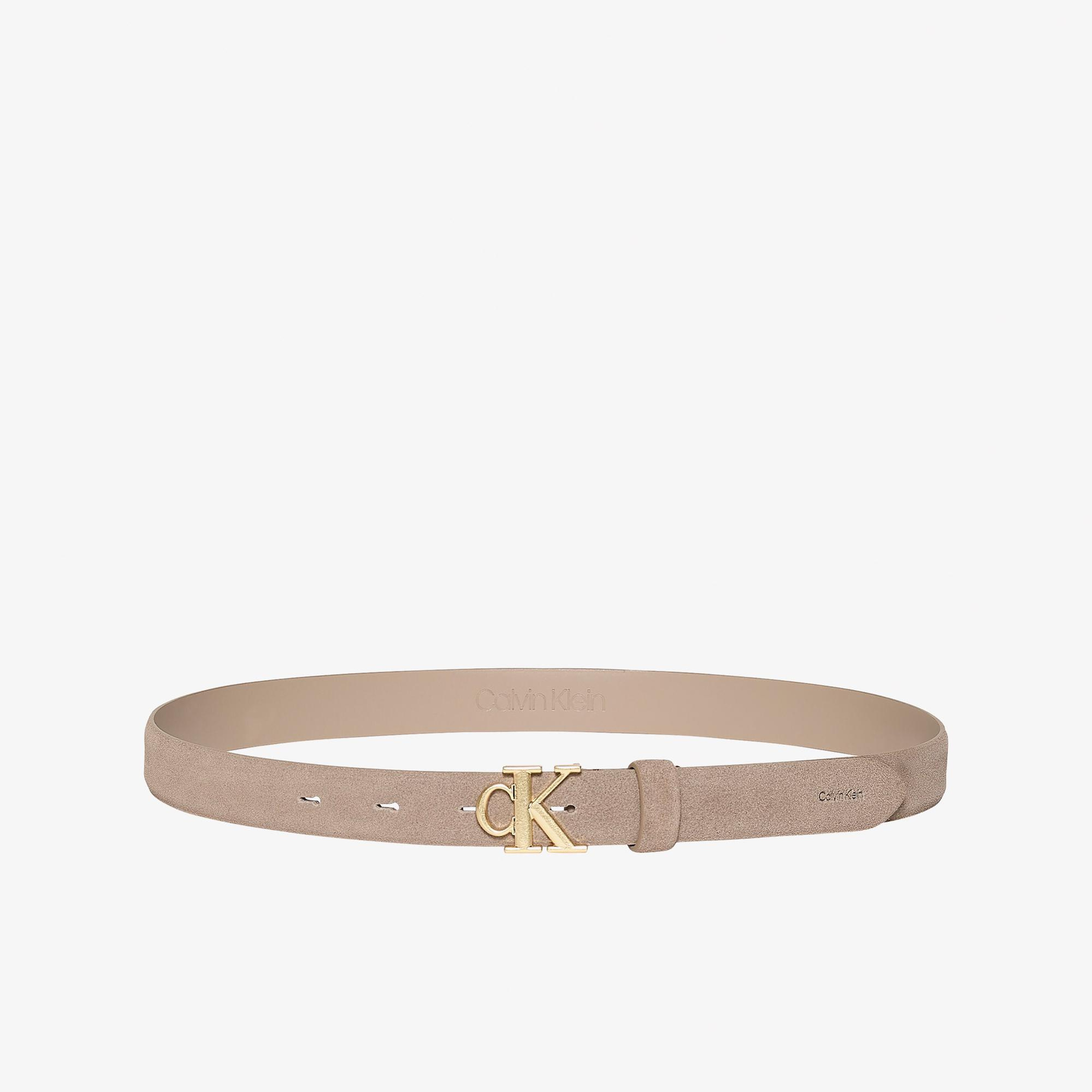 Calvin Klein Buckle 25mm Fixed Belt Suede Kadın Kahverengi Kemer
