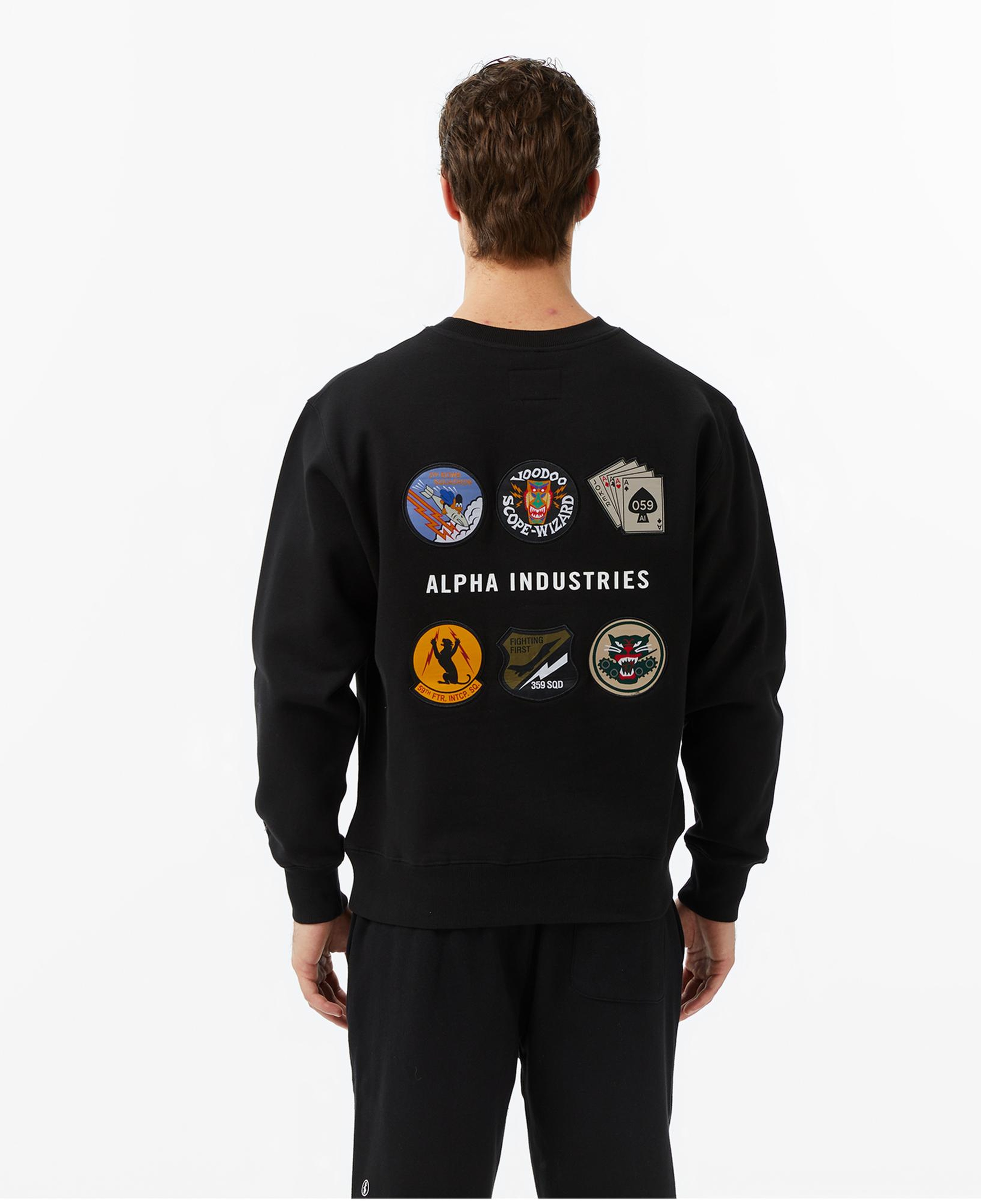 Alpha Industries Patched Crewneck Erkek Siyah Sweatshirt