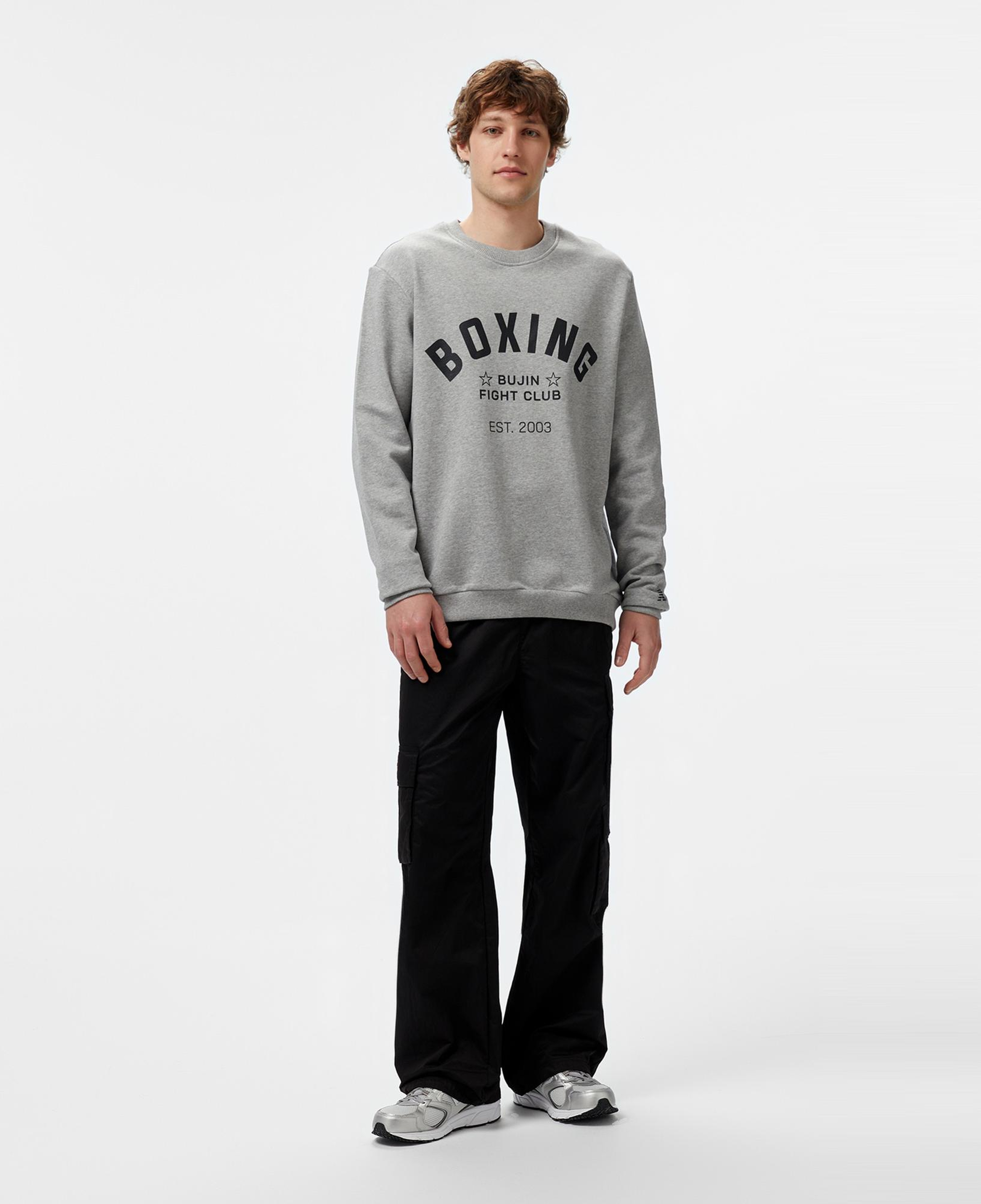 New Balance Bujin Boxing Erkek Gri Sweatshirt