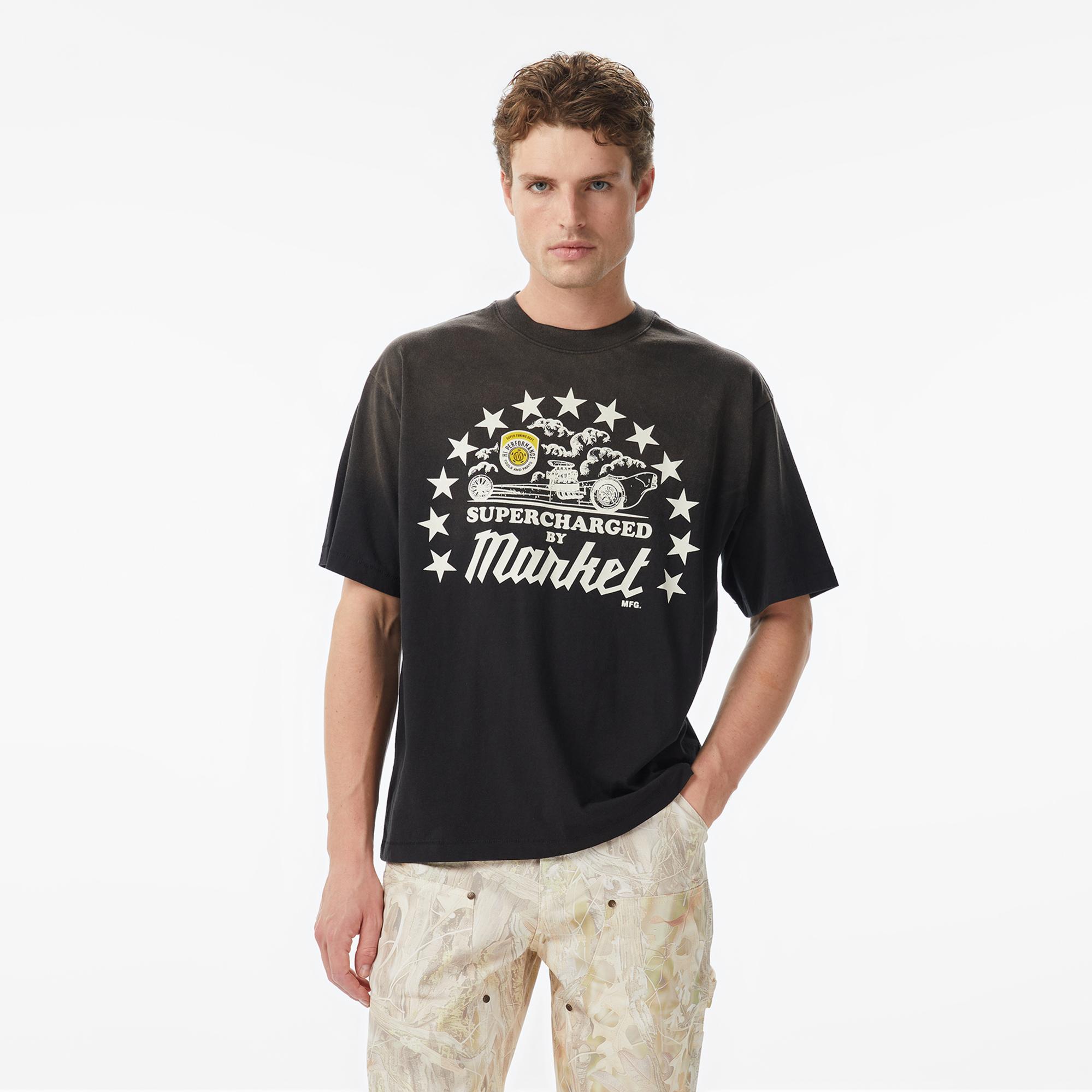 Market Supercharged Erkek Siyah T-Shirt