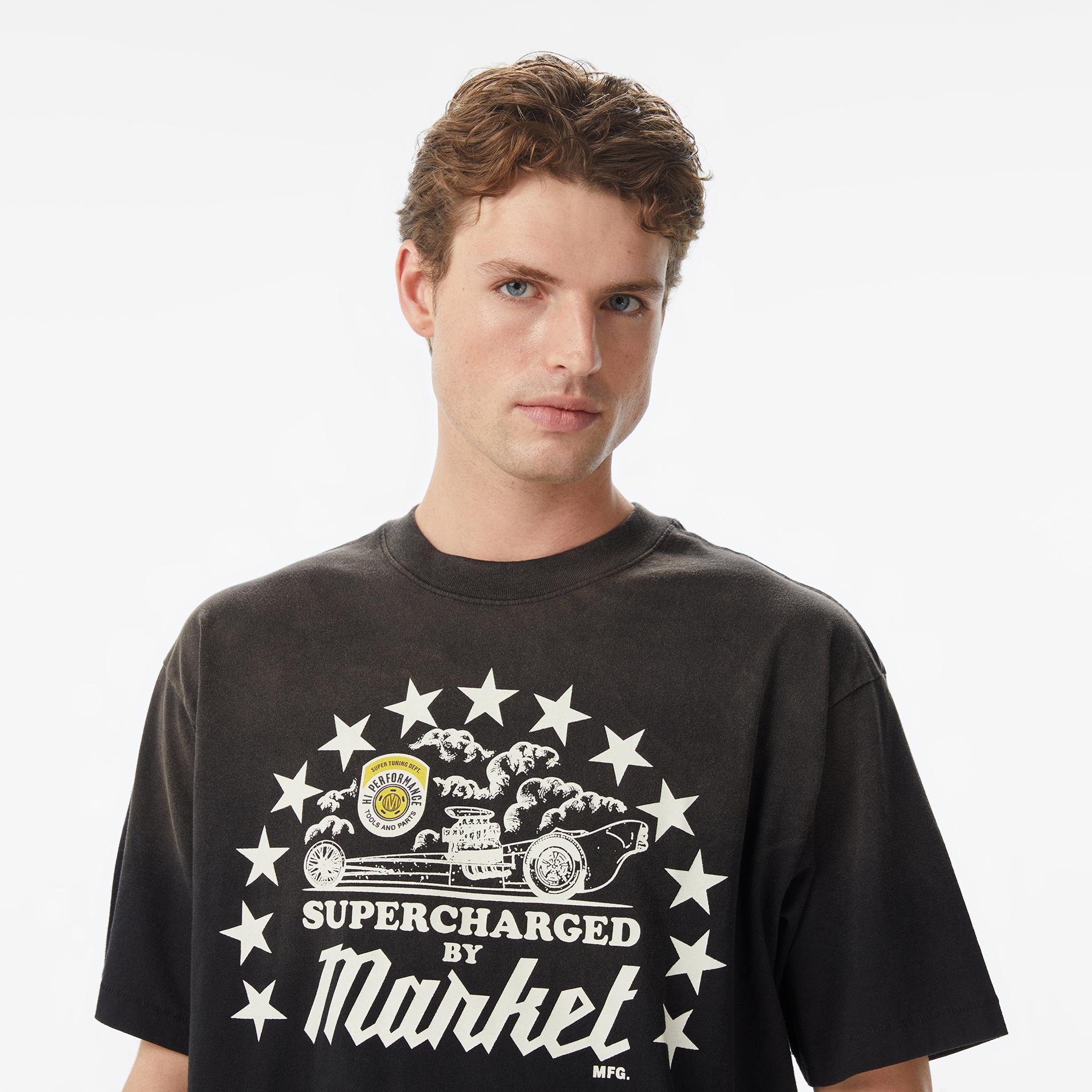 Market Supercharged Erkek Siyah T-Shirt